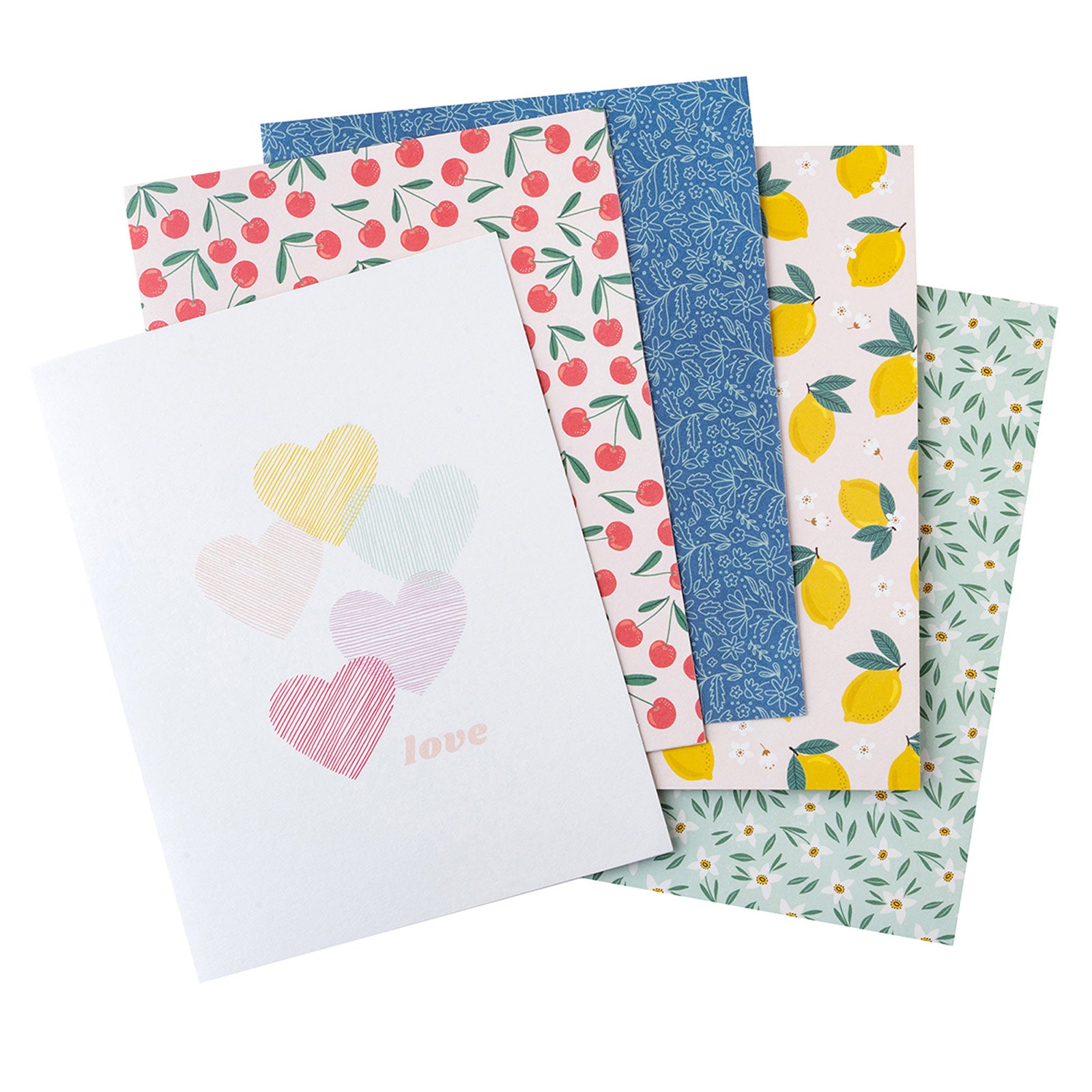 5 different cards offered with the American Crafts Sketchbook Bea Valint Boxed Cards - 40 Pack