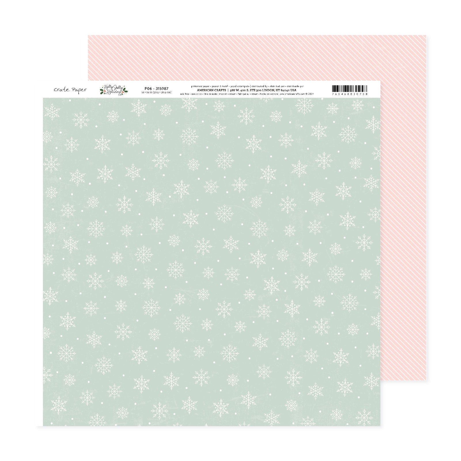 Crate Paper Holly Jolly 12 x 12 Double Sided Paper - 25 Pack