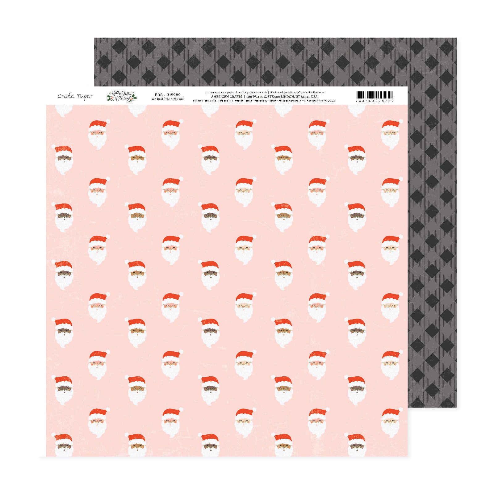 Crate Paper Holly Jolly 12 x 12 Double Sided Paper, 25 sheets