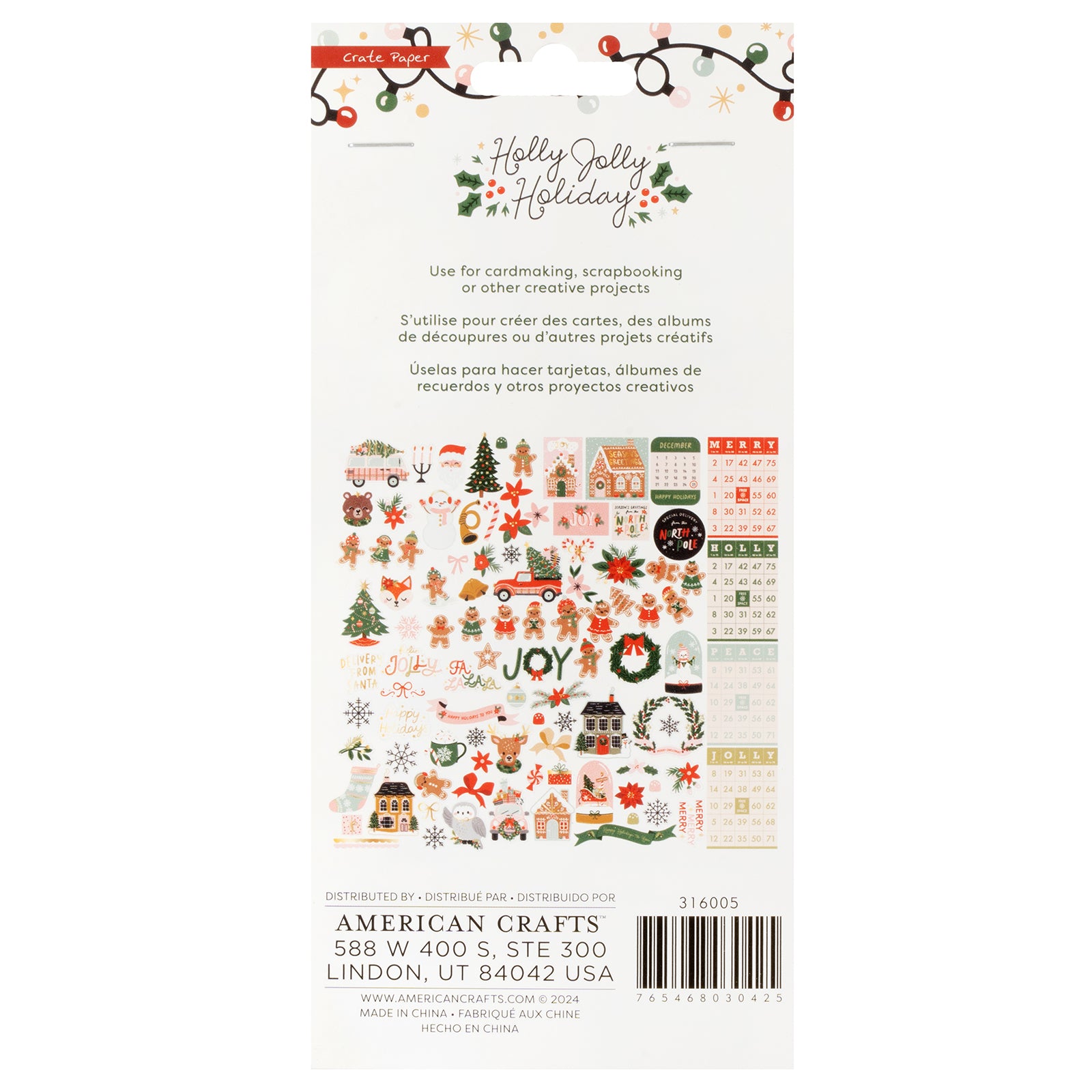 Crate Paper Holly Jolly Holiday Ephemera Set - 98 Pack