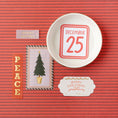 Load image into Gallery viewer, Crate Paper Holly Jolly Holiday Journaling  Ephemera Set - 53 Pack on red striped background
