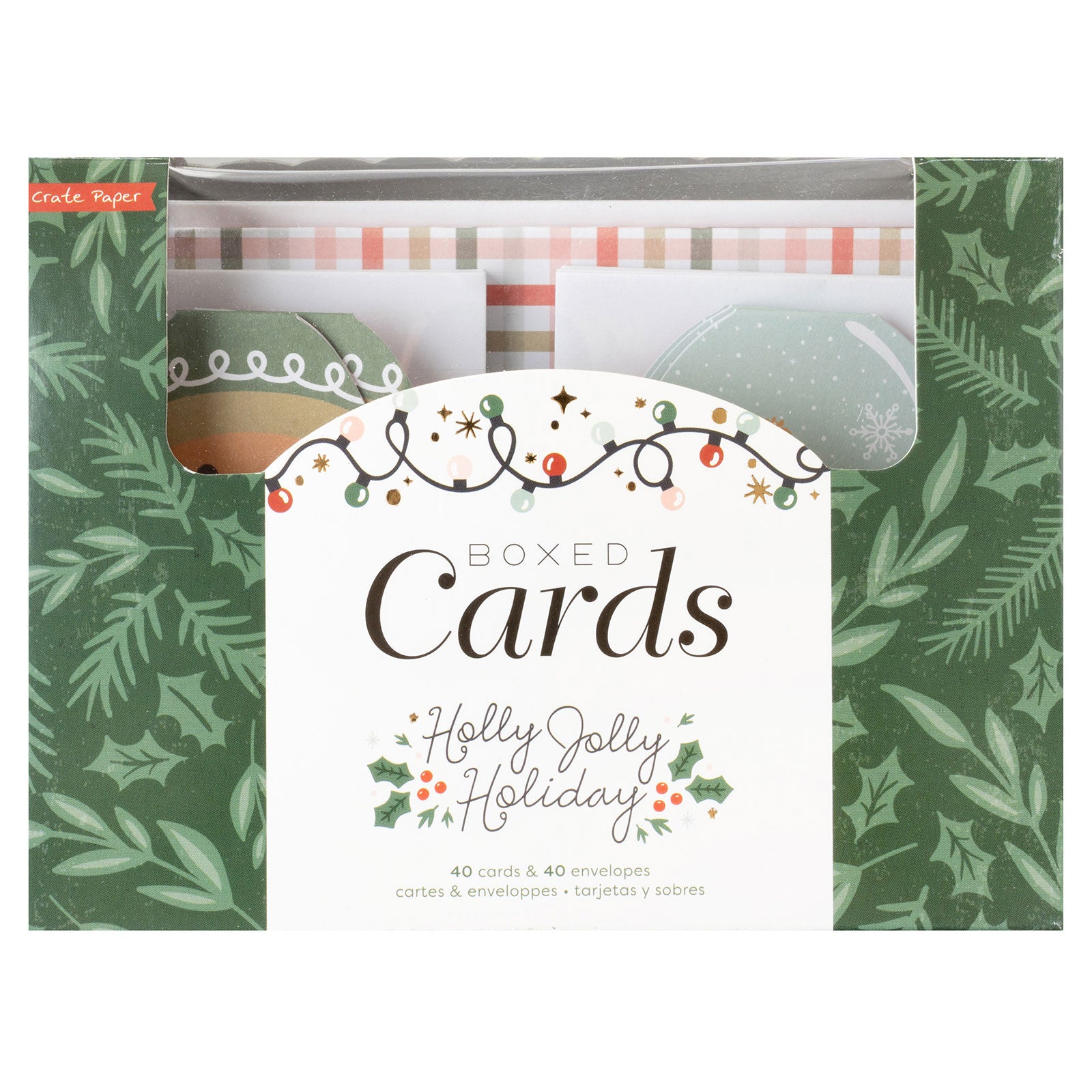 Crate Paper Boxed Cards - Holly Jolly Holiday A2 Cards, 40 sets