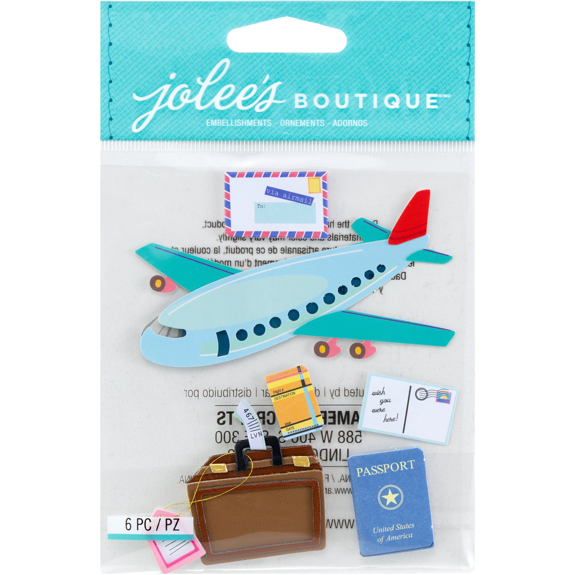 Jolee's Boutique Airplane Travel Dimensional Sticker Set
