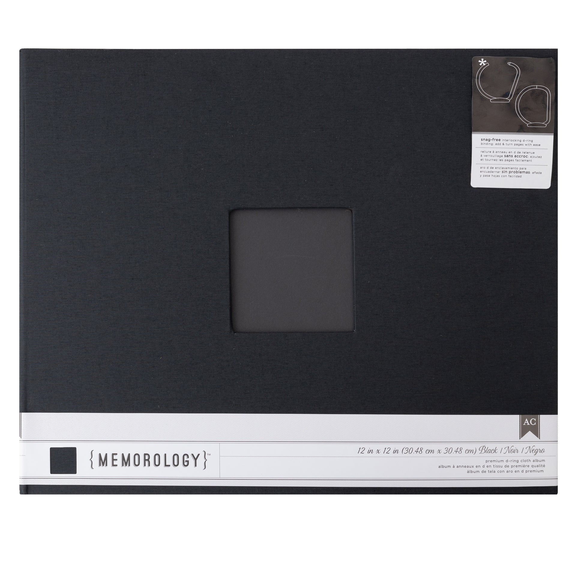 American Crafts 12x12" D-Ring Cloth Album with Window - Available in Multiple Styles