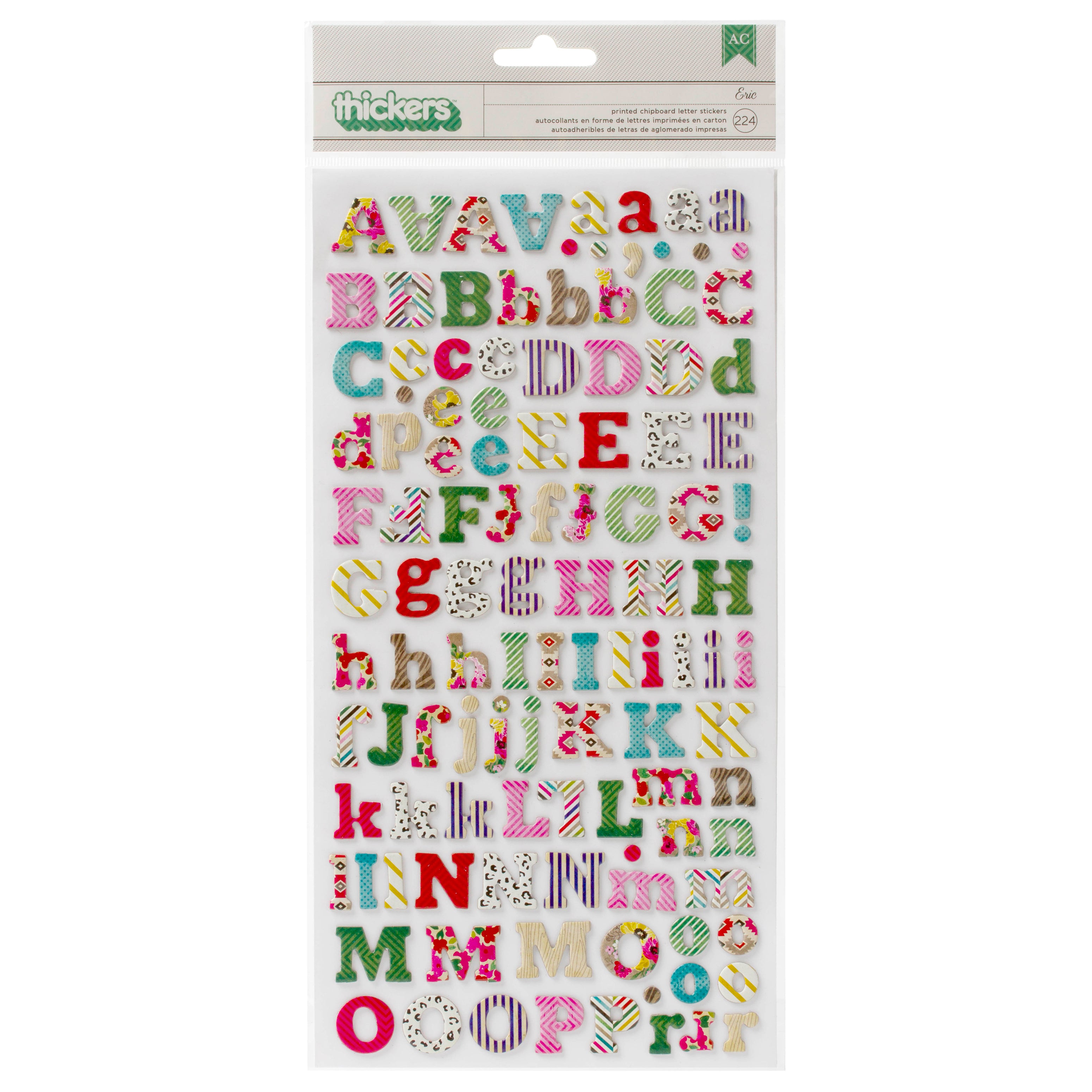 On Trend Thickers - Eric Multi Print Alphabet, 224 stickers