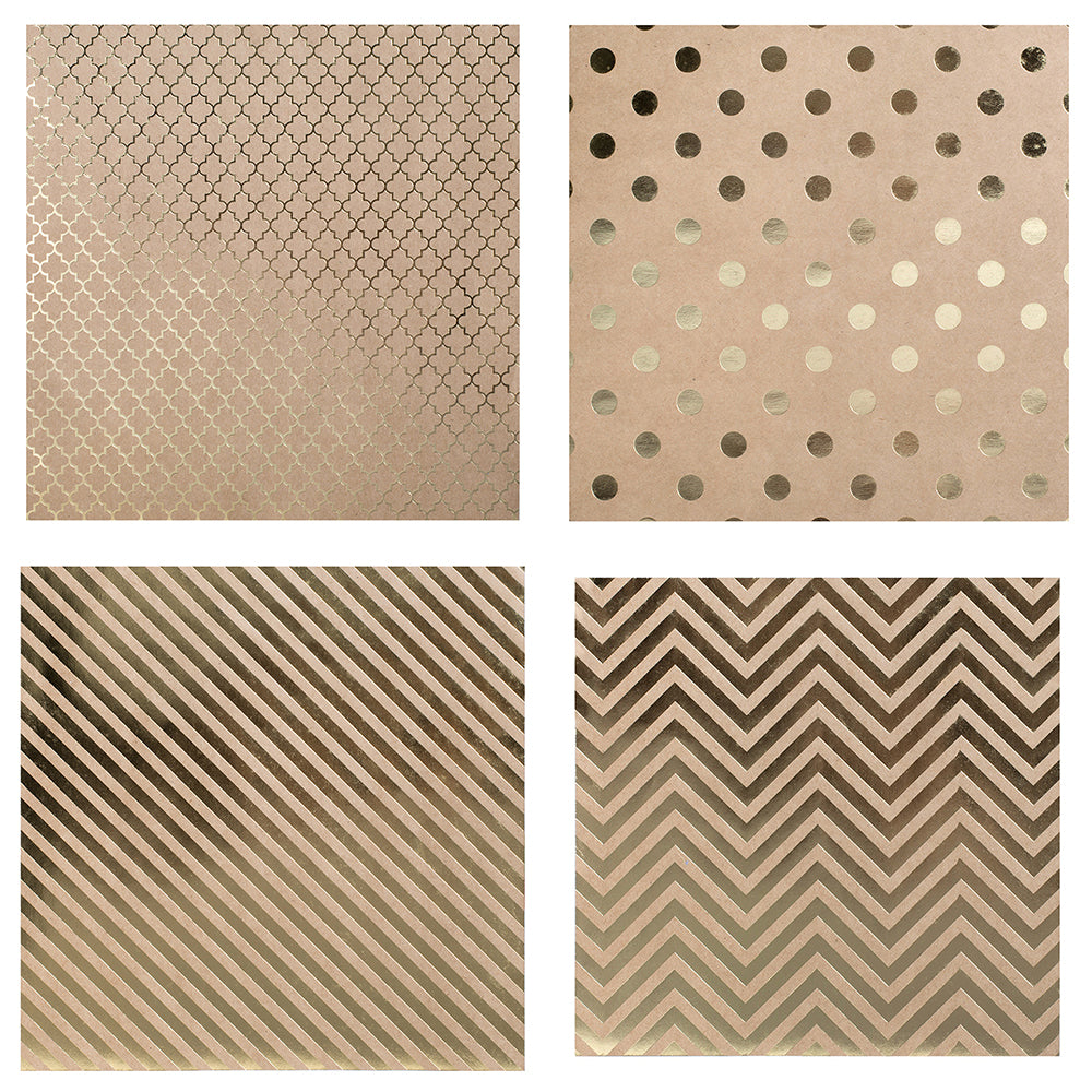 Bazzill Foiled Kraft 12x12" Cardstock Packs