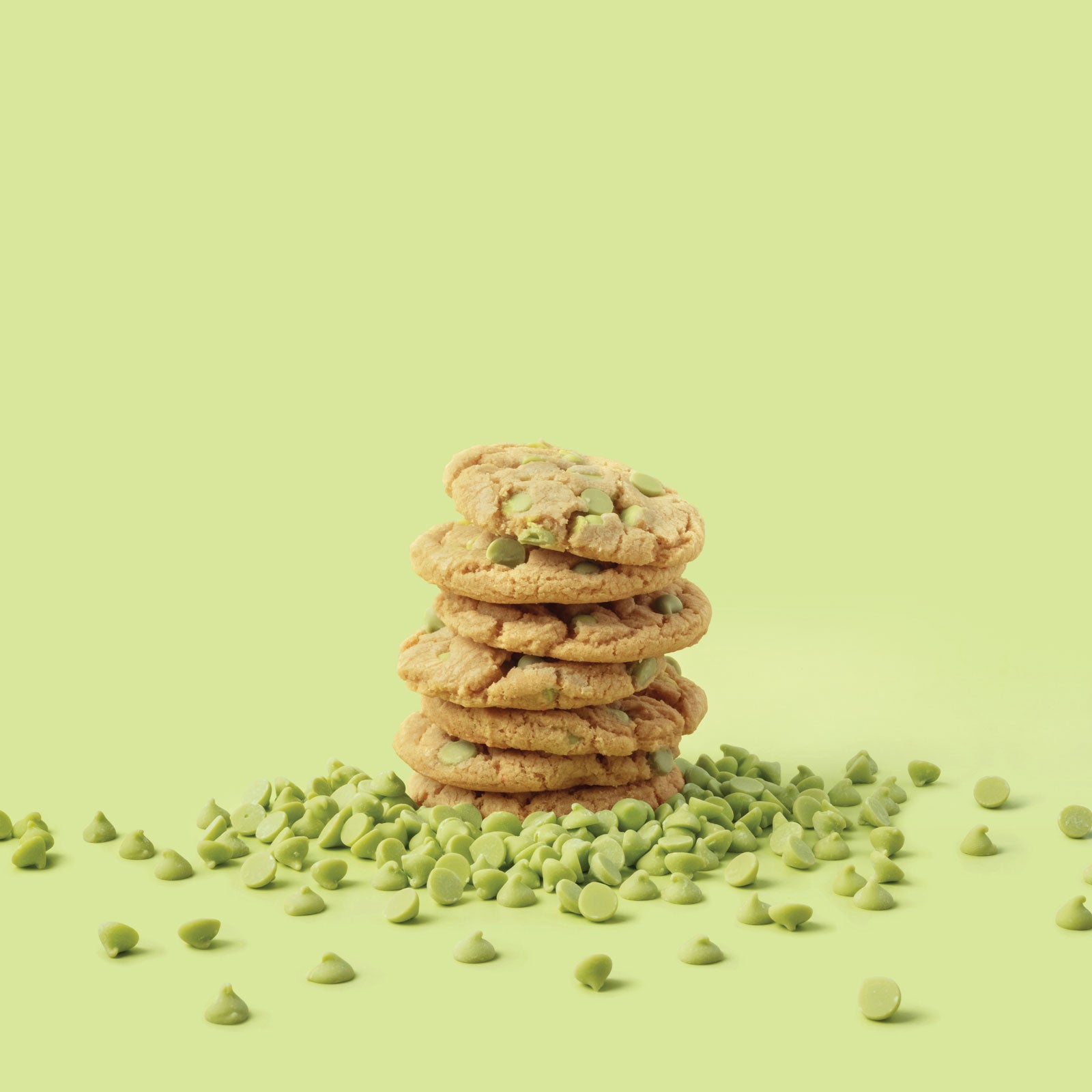 Lifestyle image of cookies filled with AC Sweetshop Light Green Baking Chips