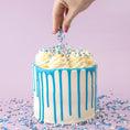 Load image into Gallery viewer, White cake with blue Sweetshop Cake Drip being used on cake
