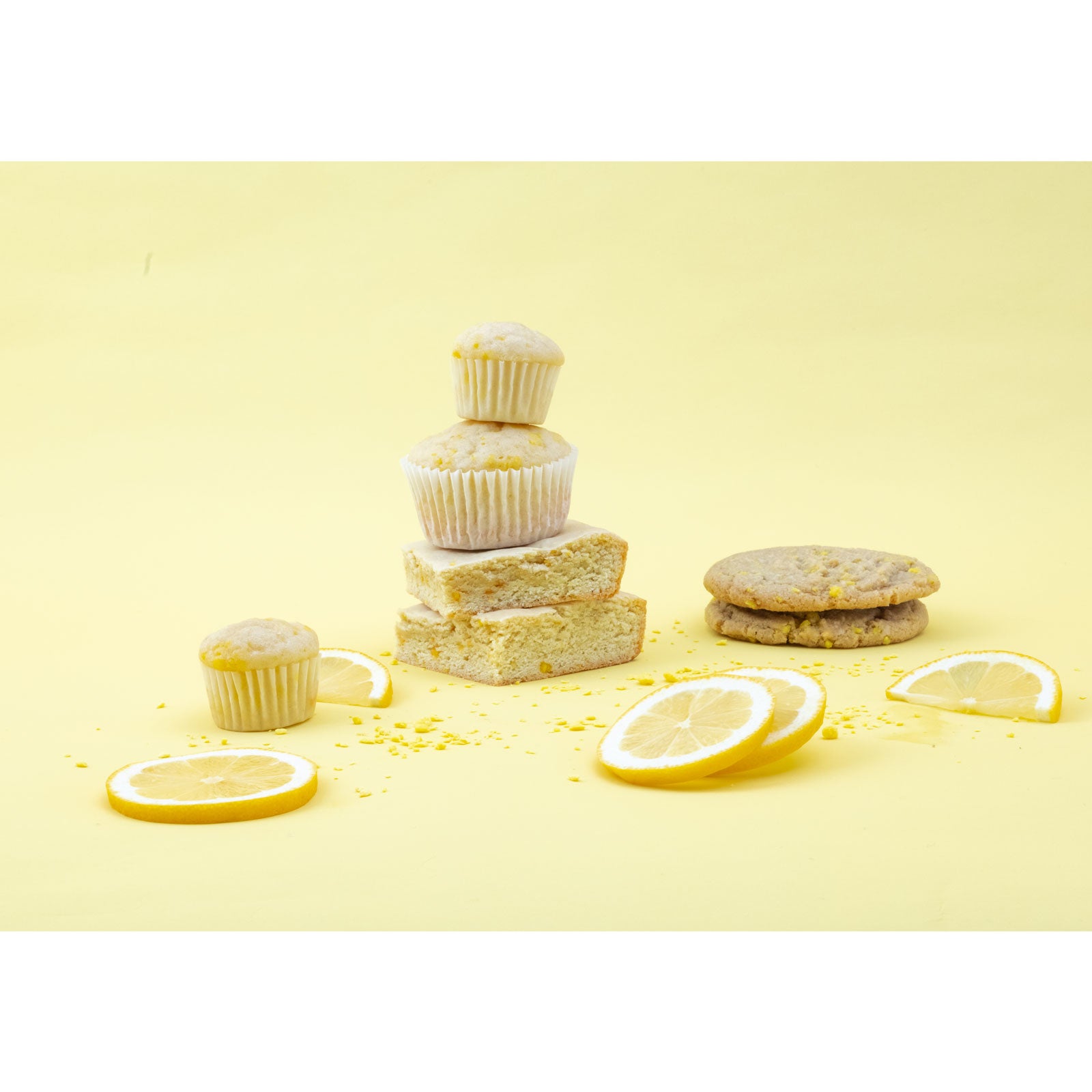 An assortment of lemon flavored desserts