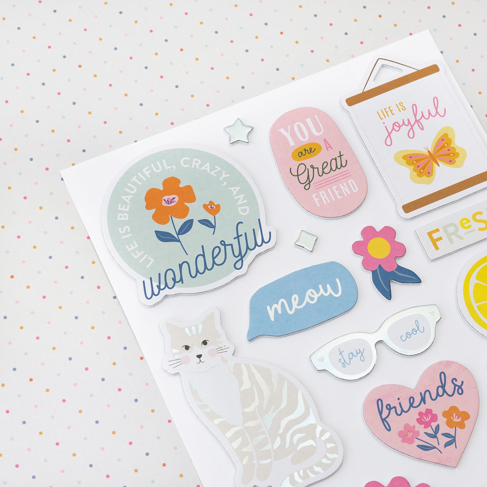 Jen Hadfield Stardust Cardstock Stickers 6"X12" 77/Pkg-W/Silver Foil Accents