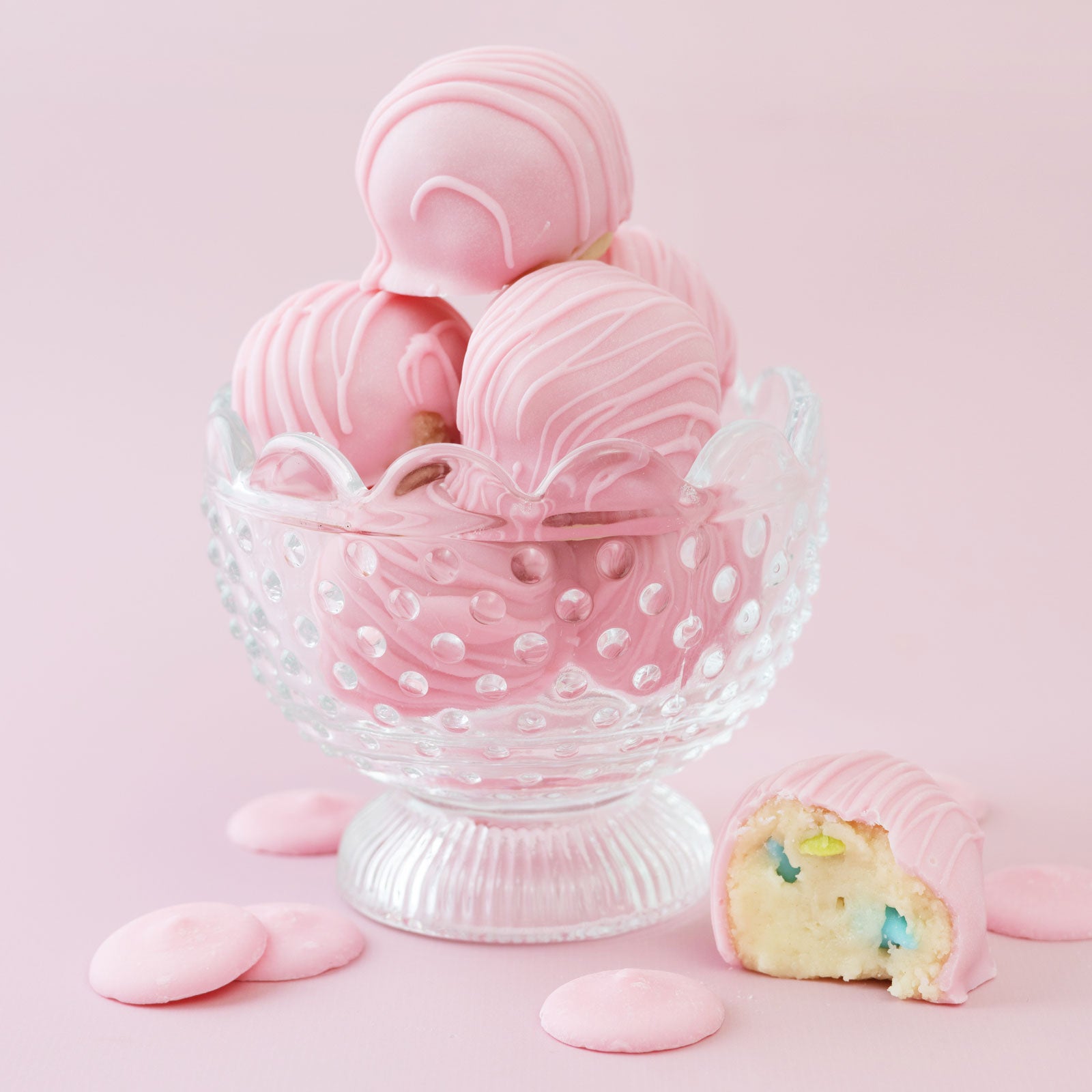 Bowl fixed with pink chocolate covered AC Sweetshop 10 oz Pastel Rainbow Edible Cookie Dough