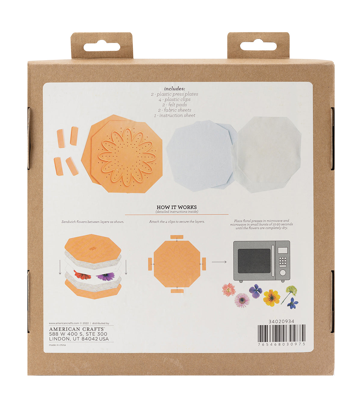 Back of packaging for American Crafts Quicksie Daisy Flower Press