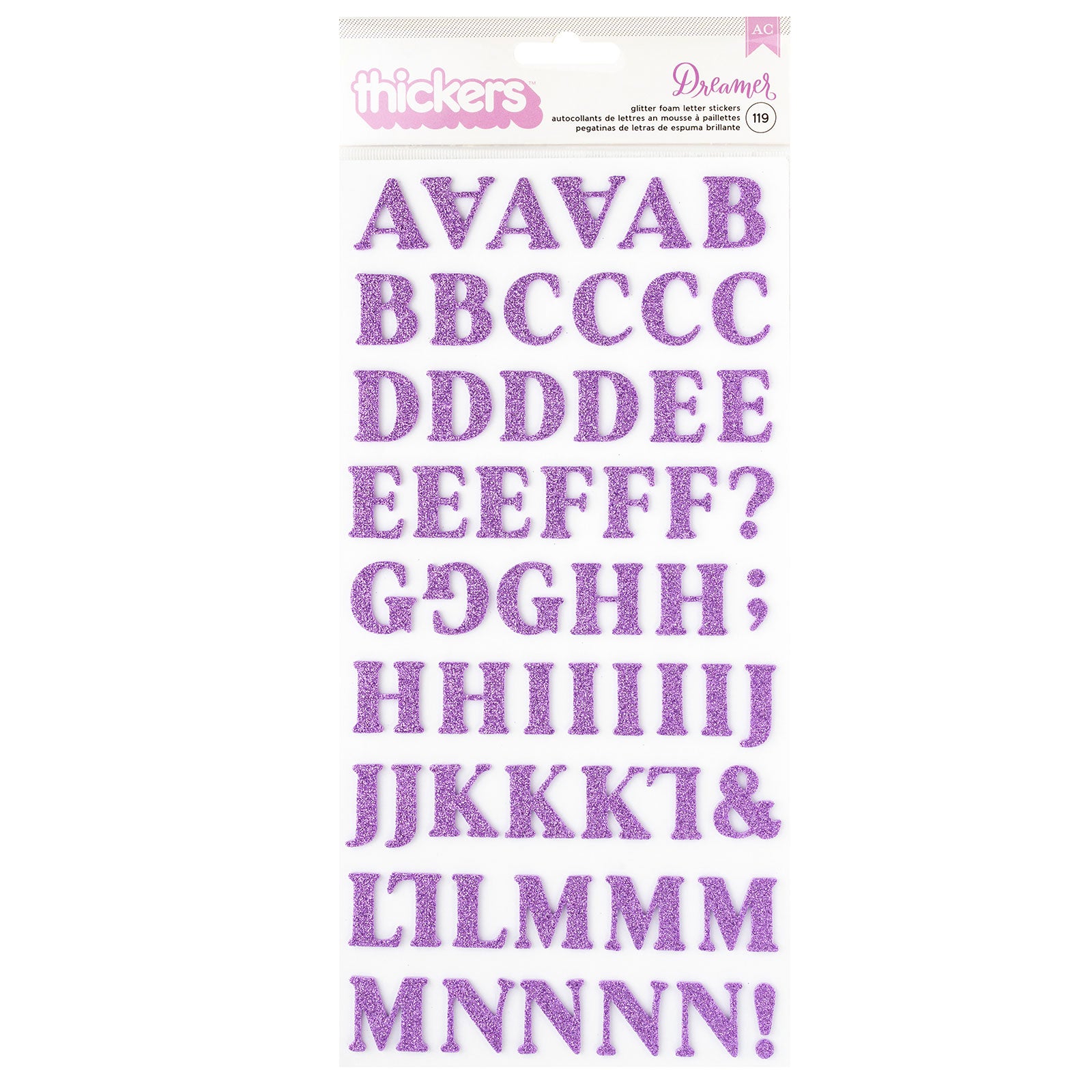 American Crafts Dreamer Thickers Alphabet Glitter Stickers - 119 Piece