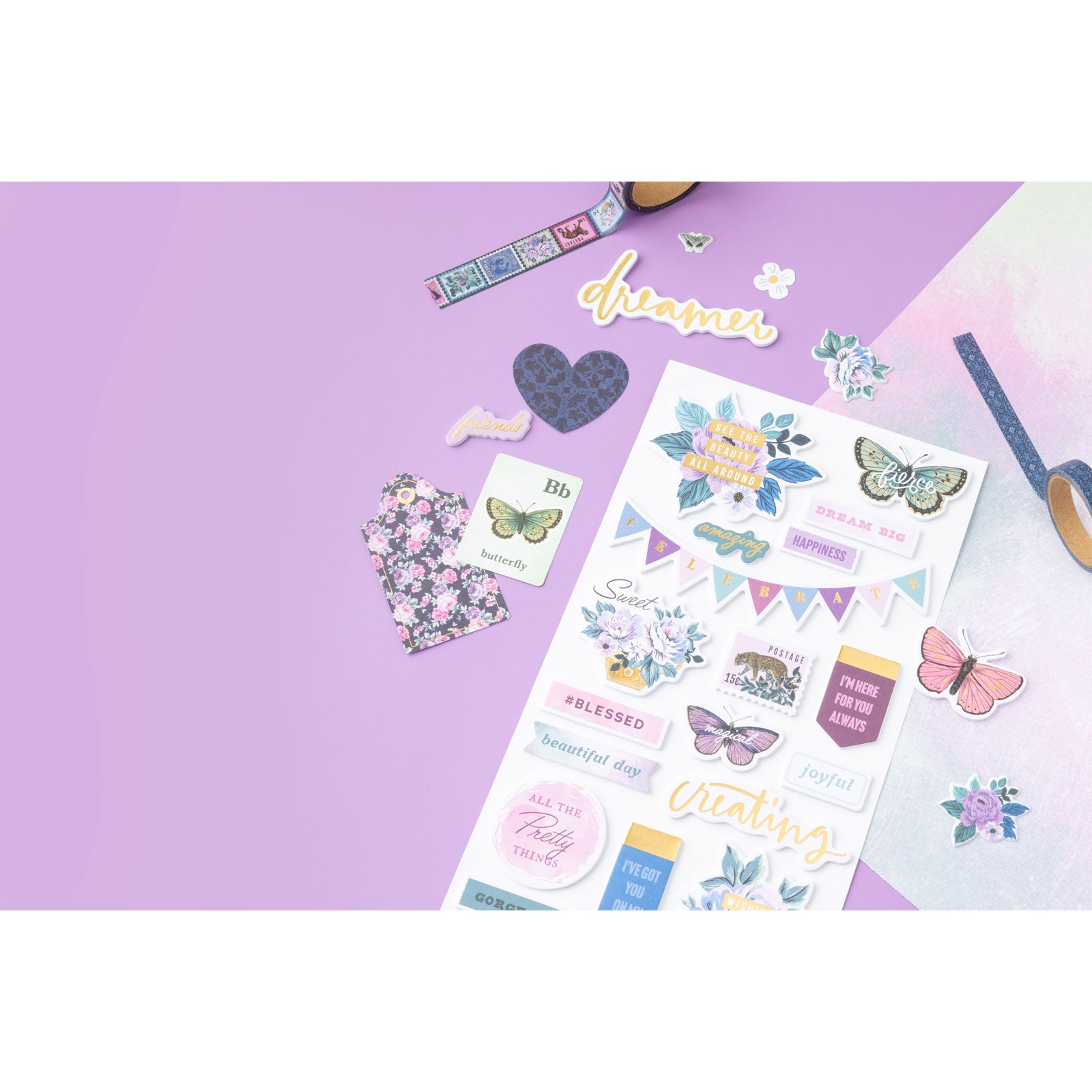 American Crafts Dreamer Thicker Phrase Stickers - 42 Piece