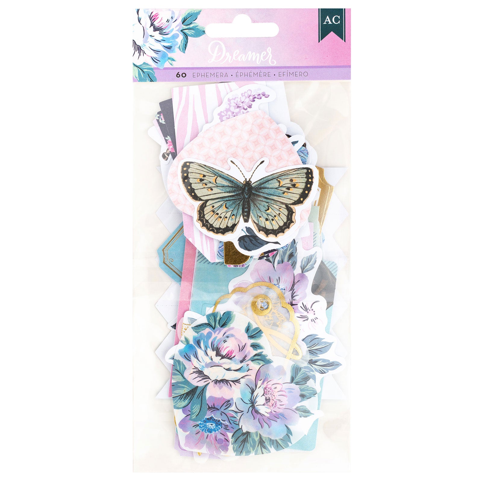 American Crafts Dreamer Ephemera Icon Die Cut Shapes - 60 Piece