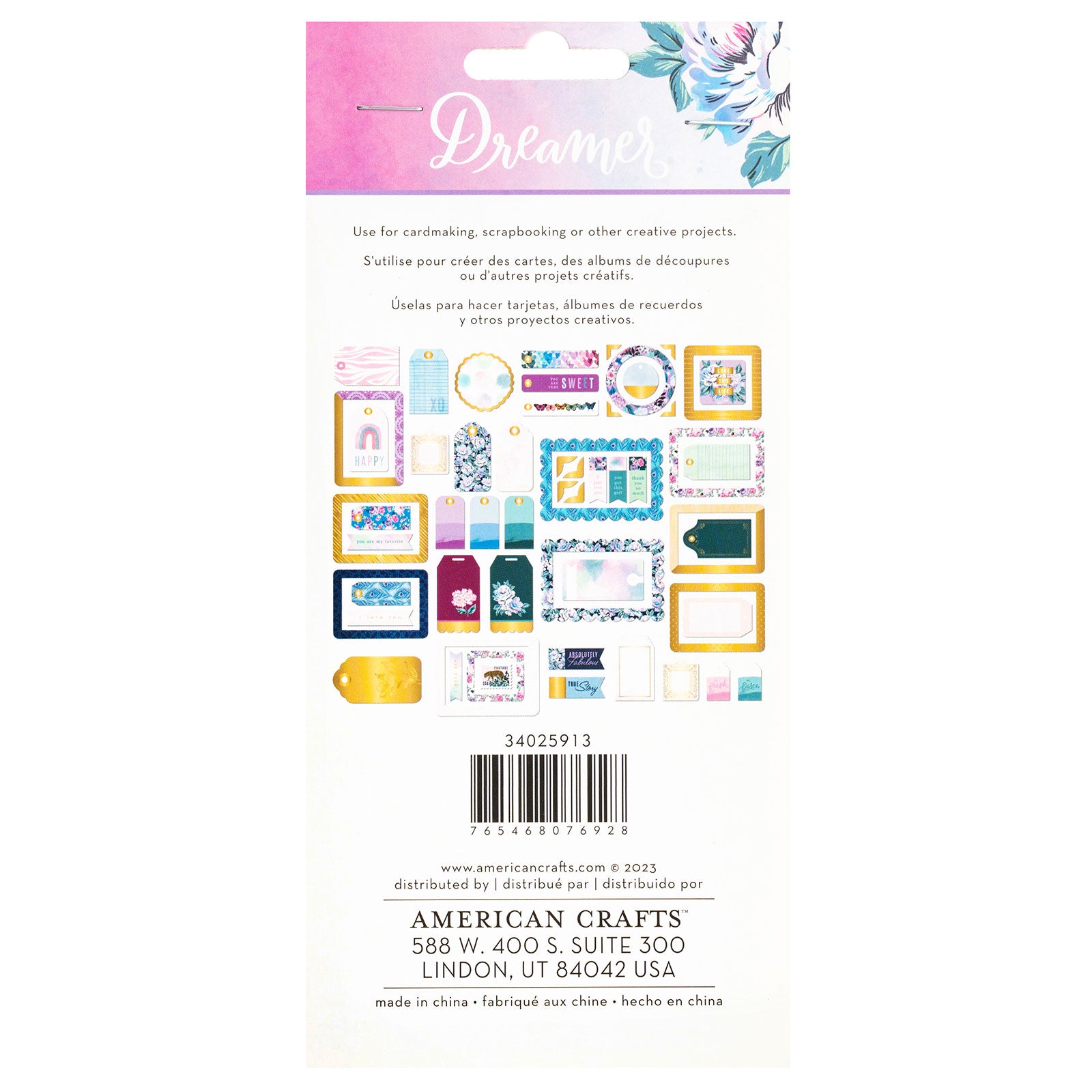 American Crafts Dreamer Journaling Ephemera Icon Die Cut Shapes Set