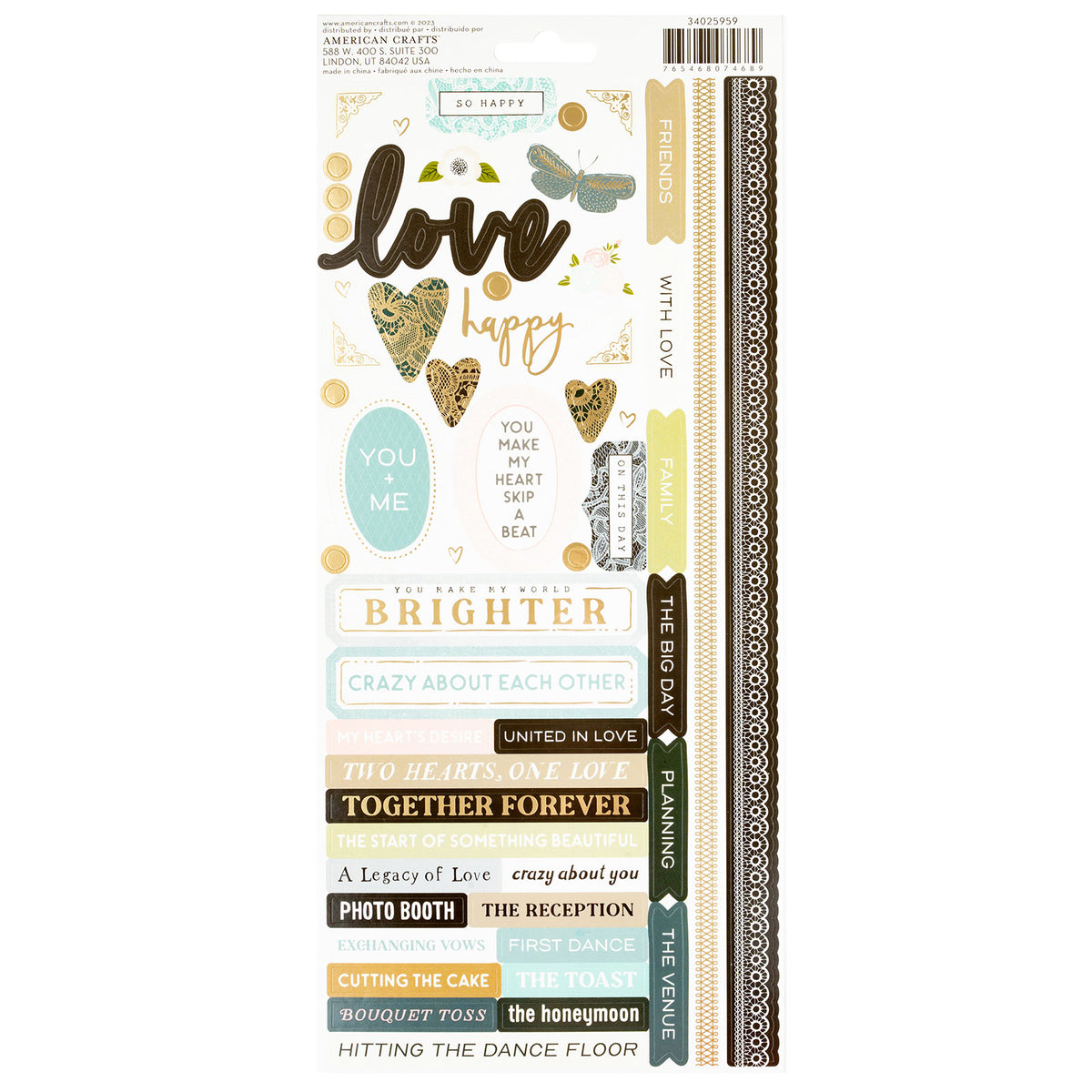 American Crafts A Perfect Match Foil Stickers - 109 Piece