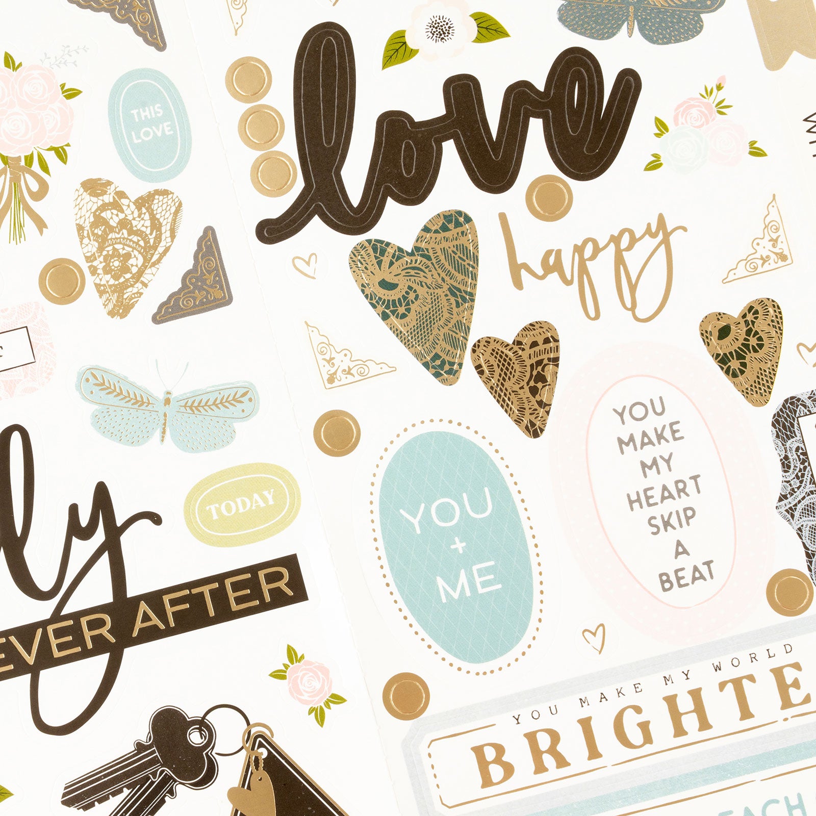 Close up of American Crafts A Perfect Match Foil Stickers - 109 Piece