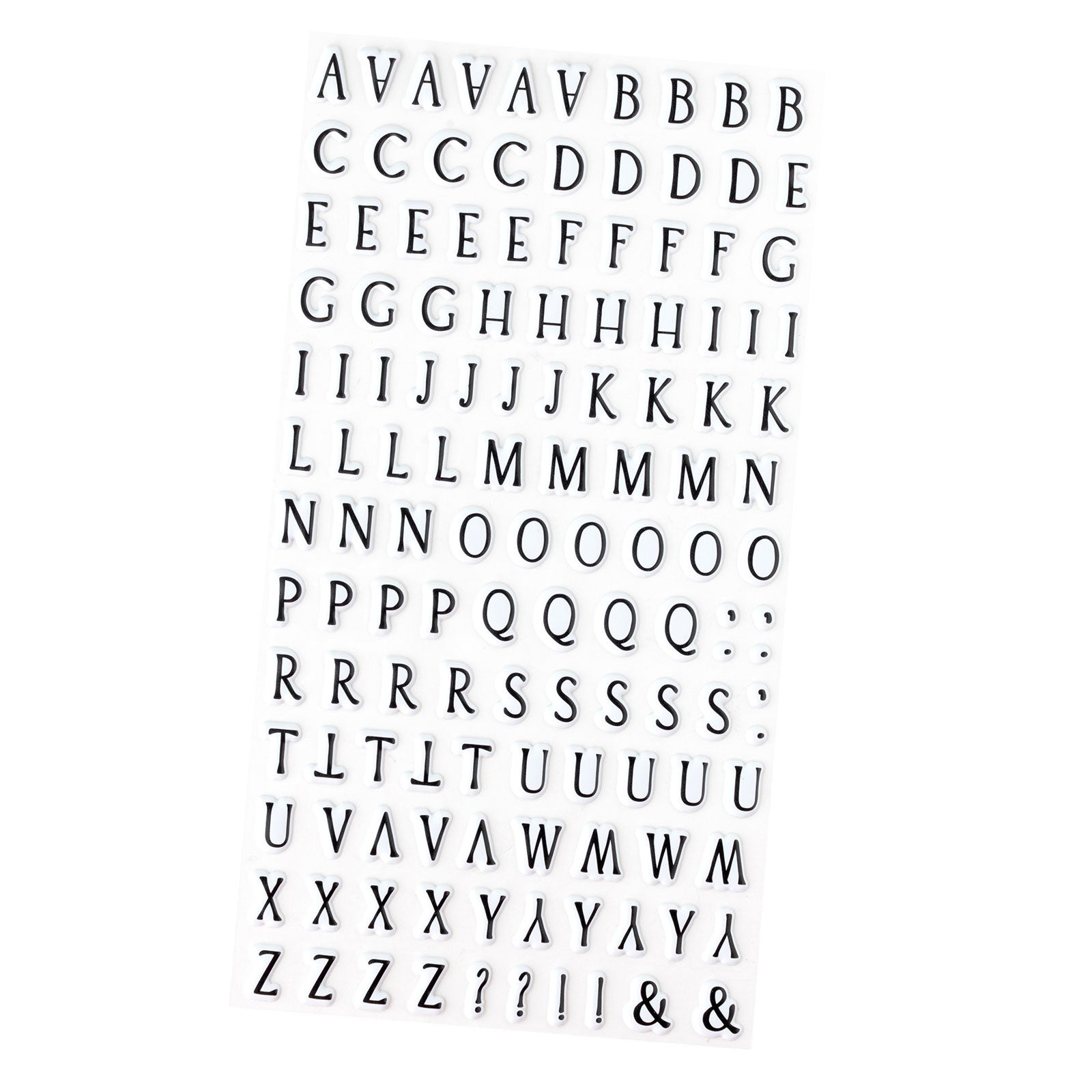 A sheet from American Crafts A Perfect Match Alphabet Stickers - 130 Piece