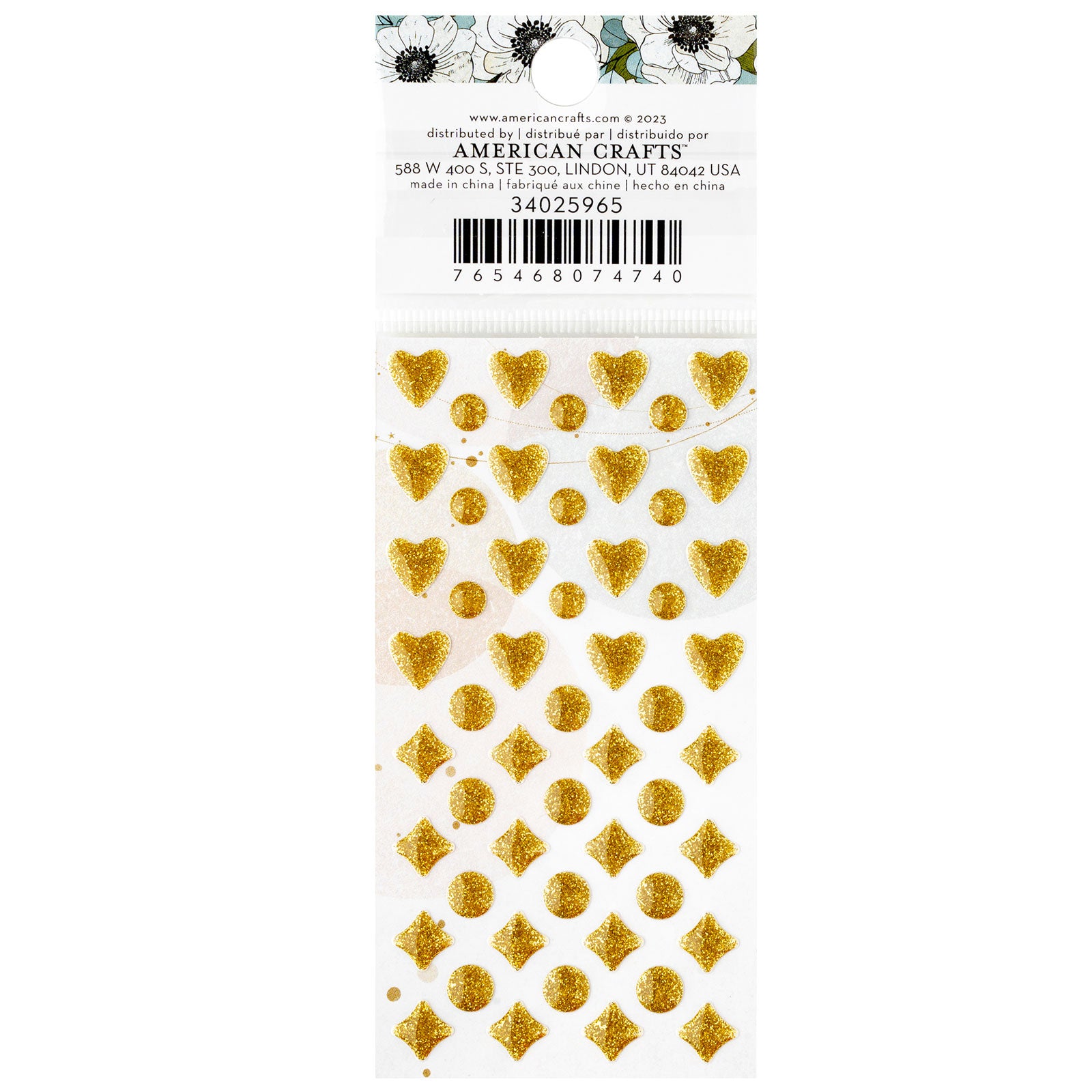 American Crafts A Perfect Match Enamel Gold Dots - 106 Piece