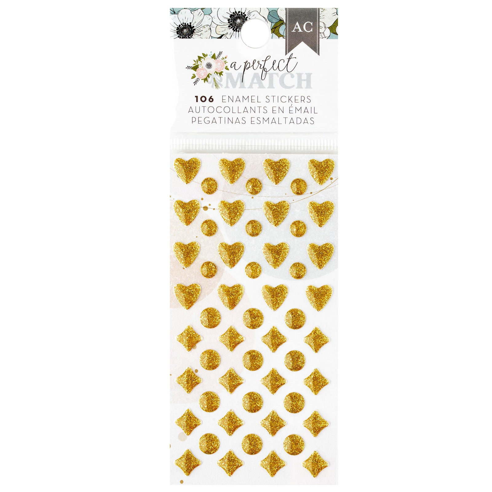 American Crafts A Perfect Match Enamel Gold Dots - 106 Piece
