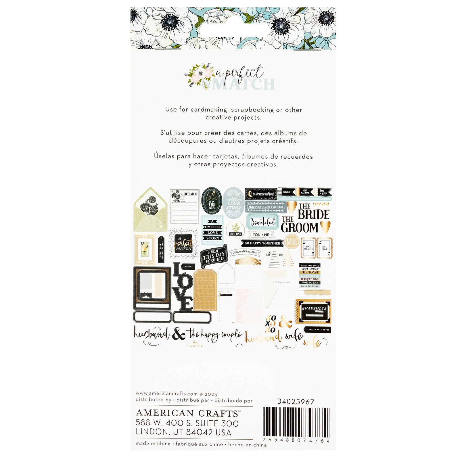American Crafts A Perfect Match Ephemera Journaling Die Cut Shapes- 61 Piece