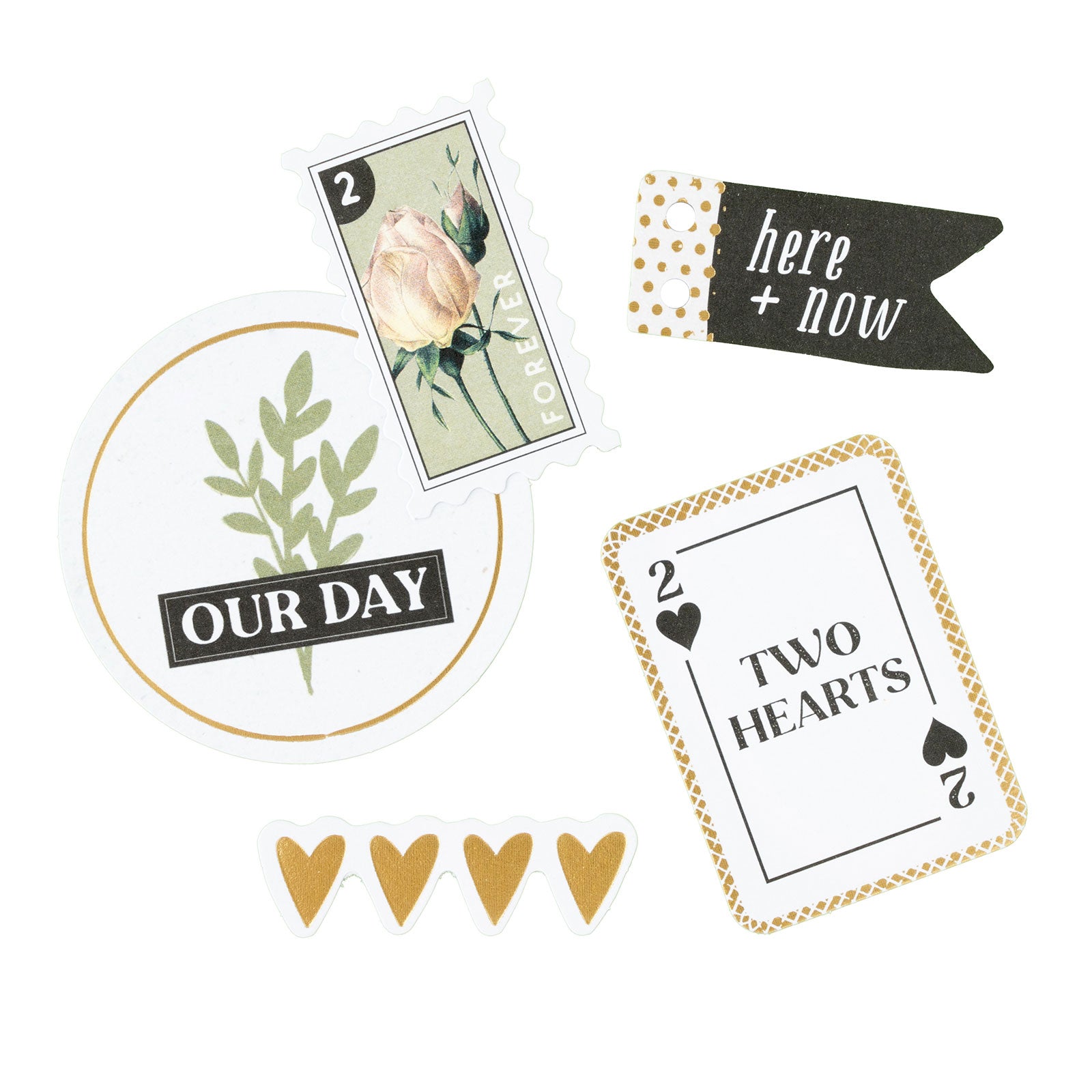 American Crafts A Perfect Match Ephemera Journaling Die Cut Shapes- 61 Piece