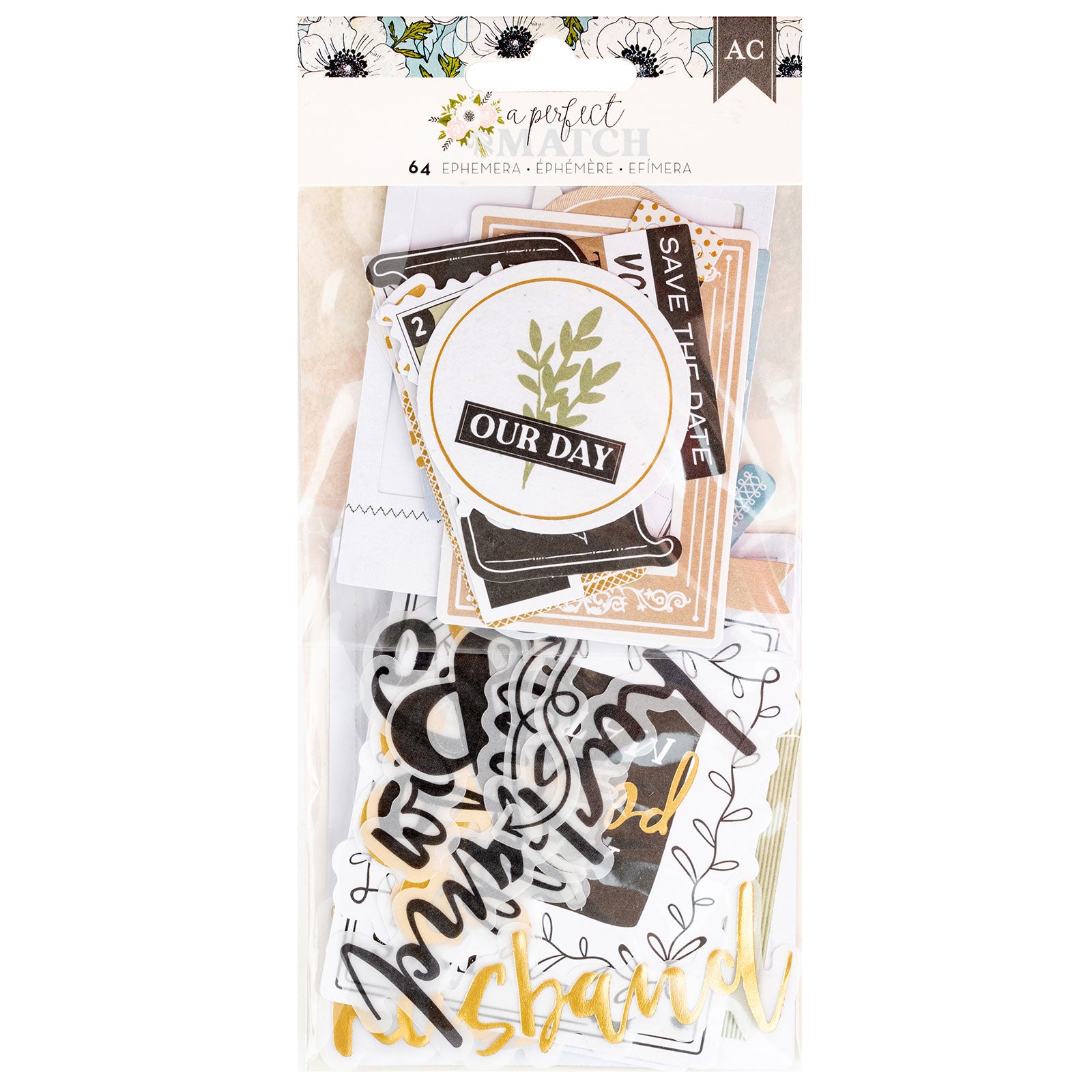 American Crafts A Perfect Match Ephemera Journaling Die Cut Shapes- 61 Piece