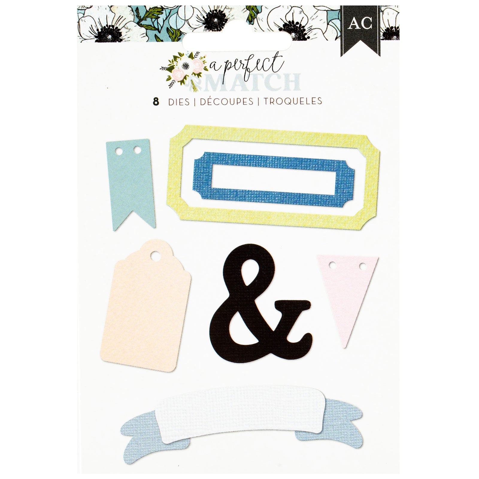 Front of packaging for American Crafts A Perfect Match Metal Die Set - 8 Piece