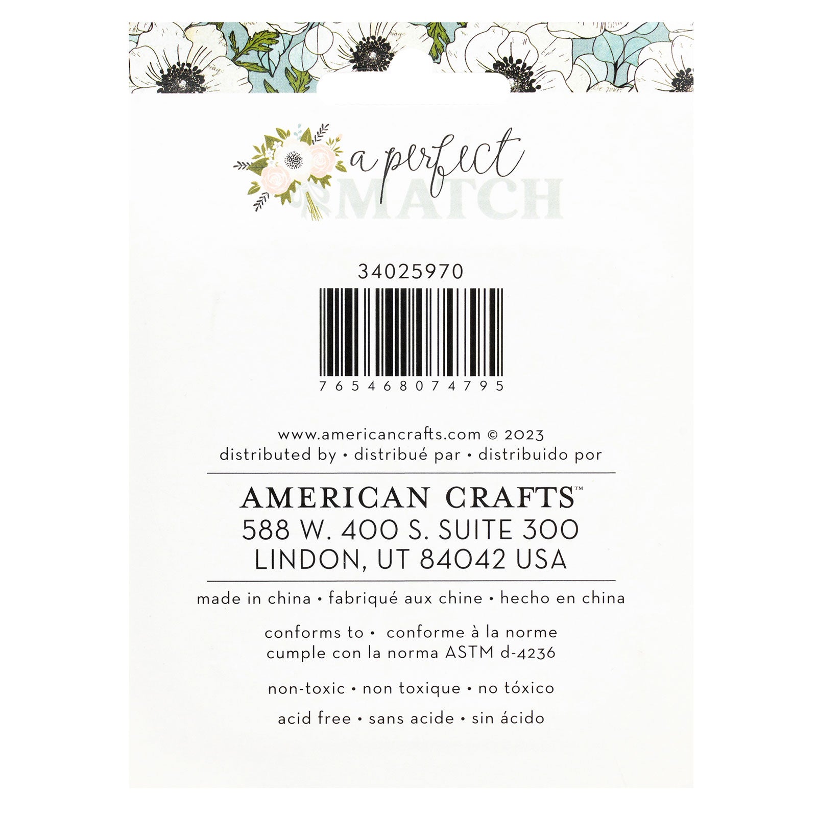 Back of packaging for American Crafts A Perfect Match Medium Ink Pad - 4 Piece