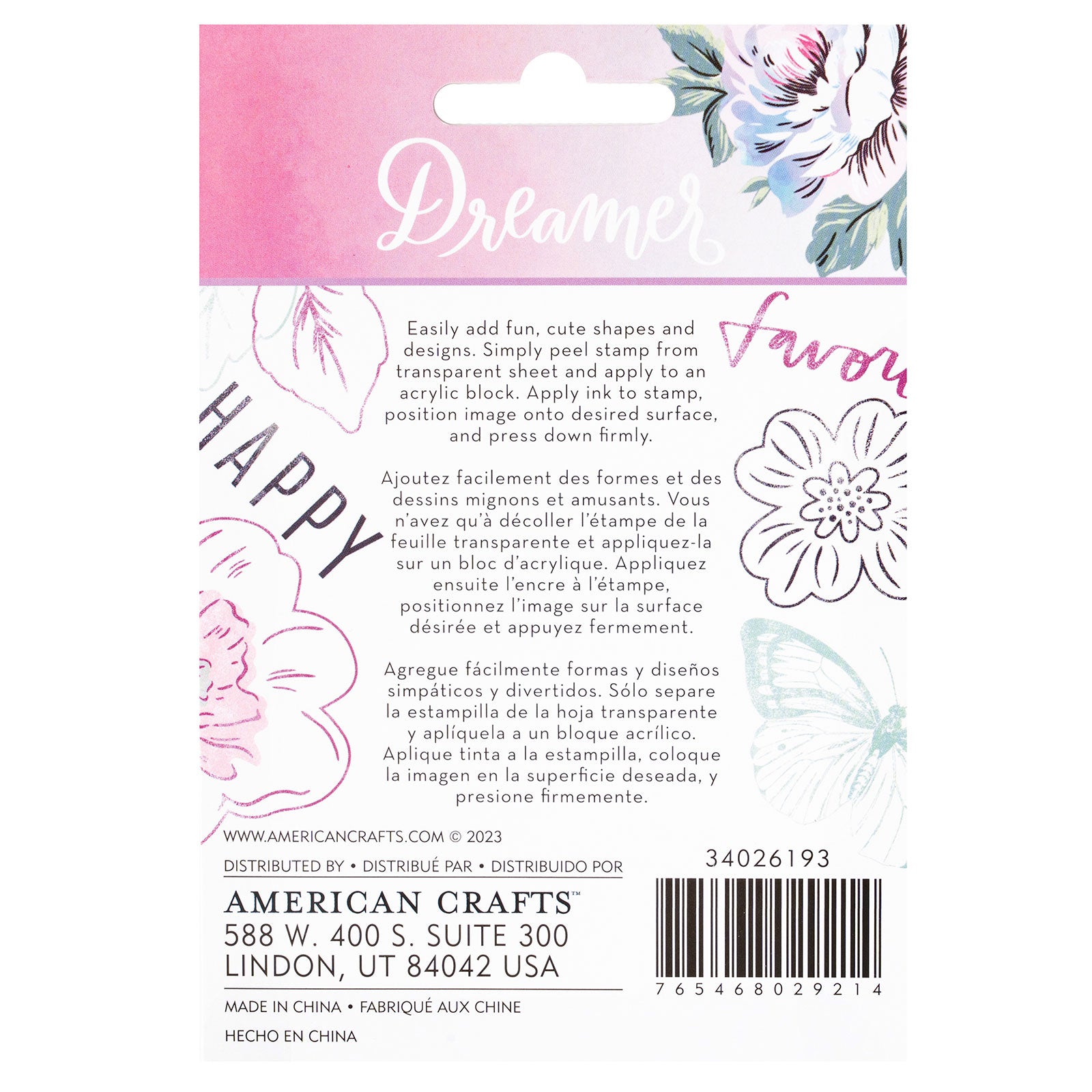 American Crafts Dreamer Acrylic Stamps Set