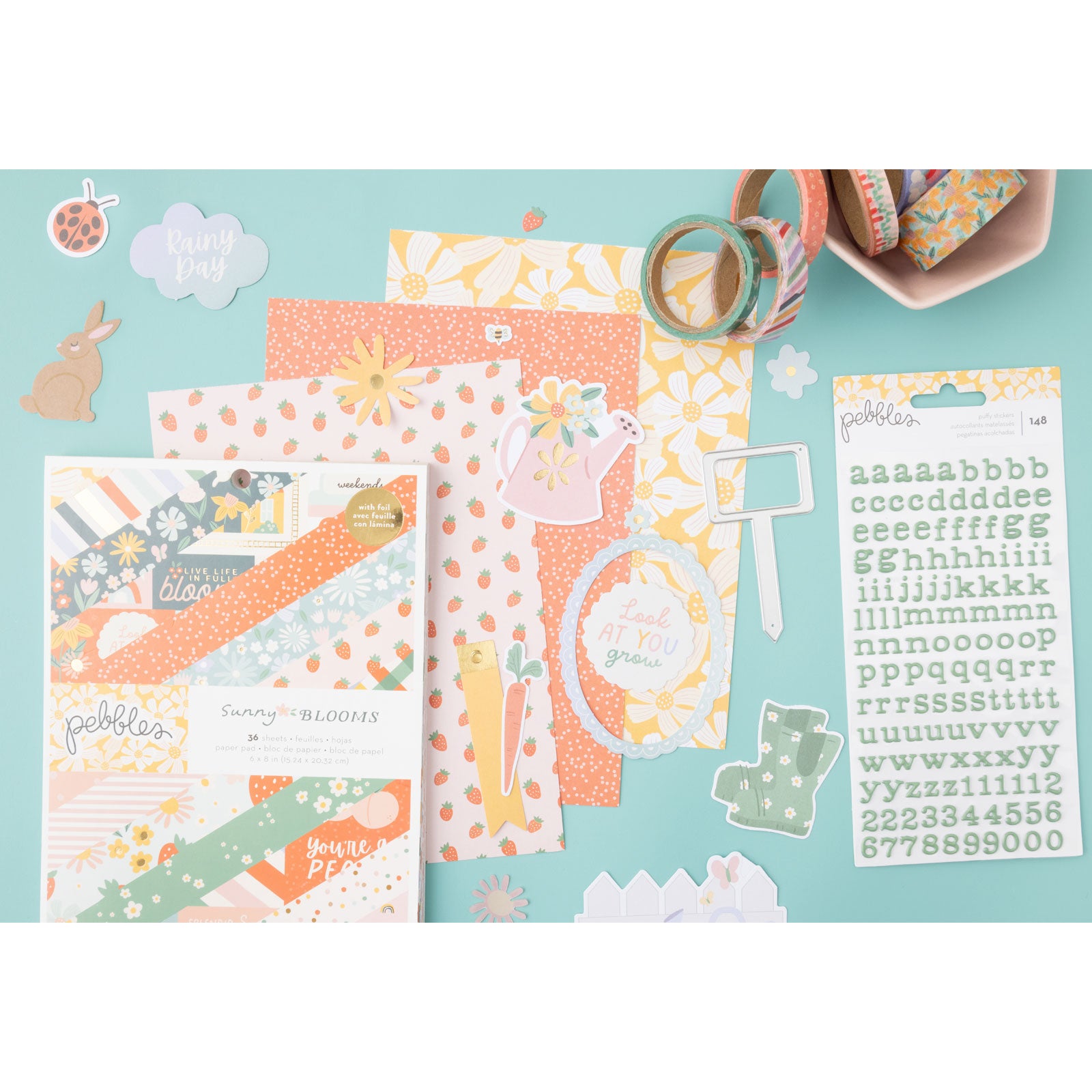 American Crafts Pebbles Sunny Bloom Alphabet Puffy Stickers - 148 Piece