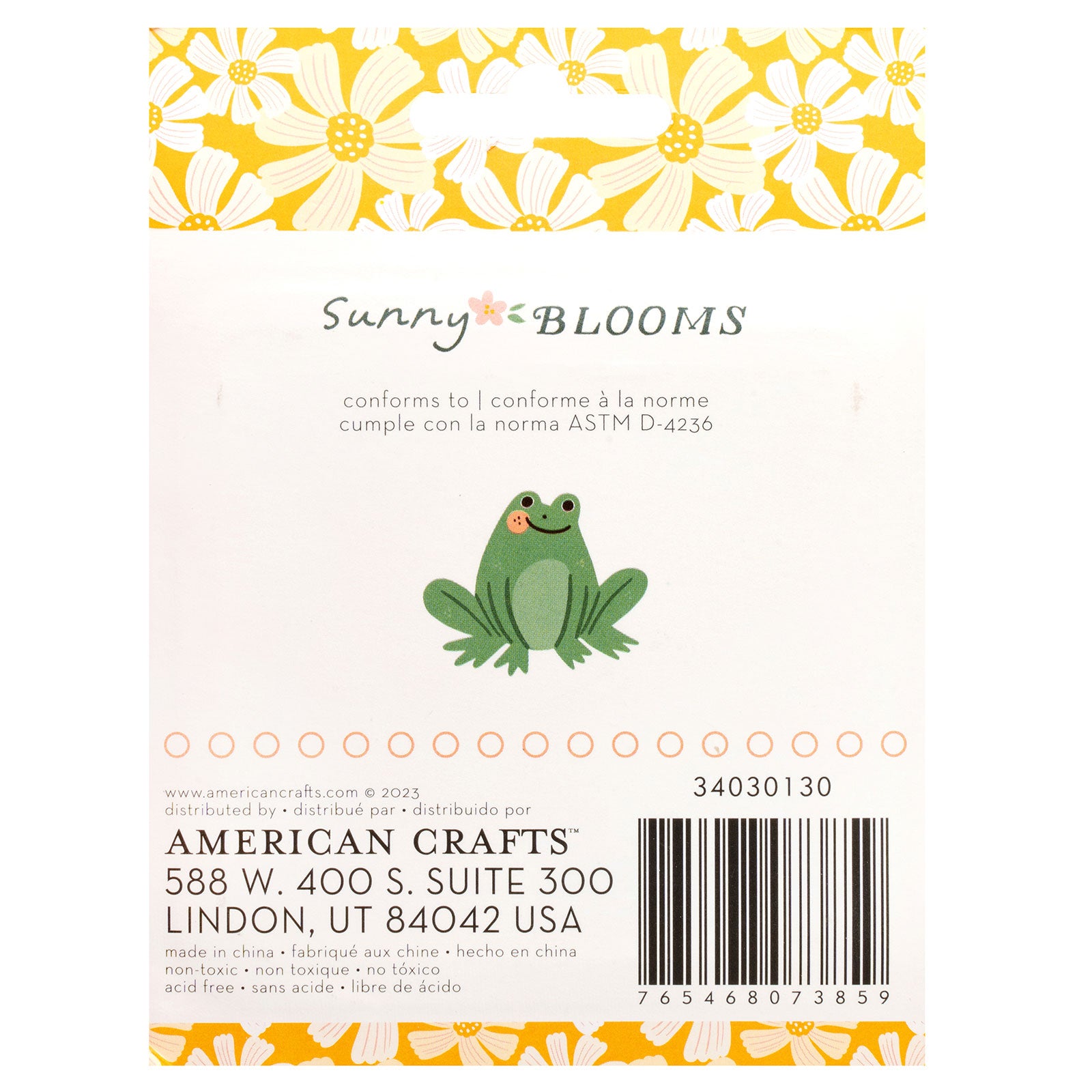 Back of packaging for American Crafts Pebbles Sunny Bloom Medium Ink Pads - 4 Pack