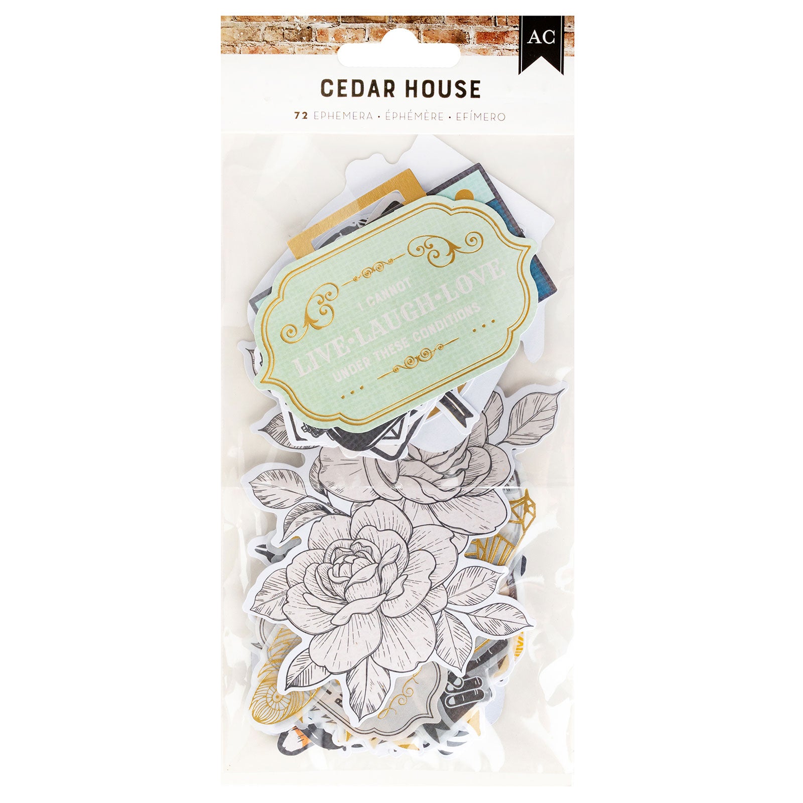 American Crafts Cedar House Ephemera Icon Die Cut Shapes - 72 Piece