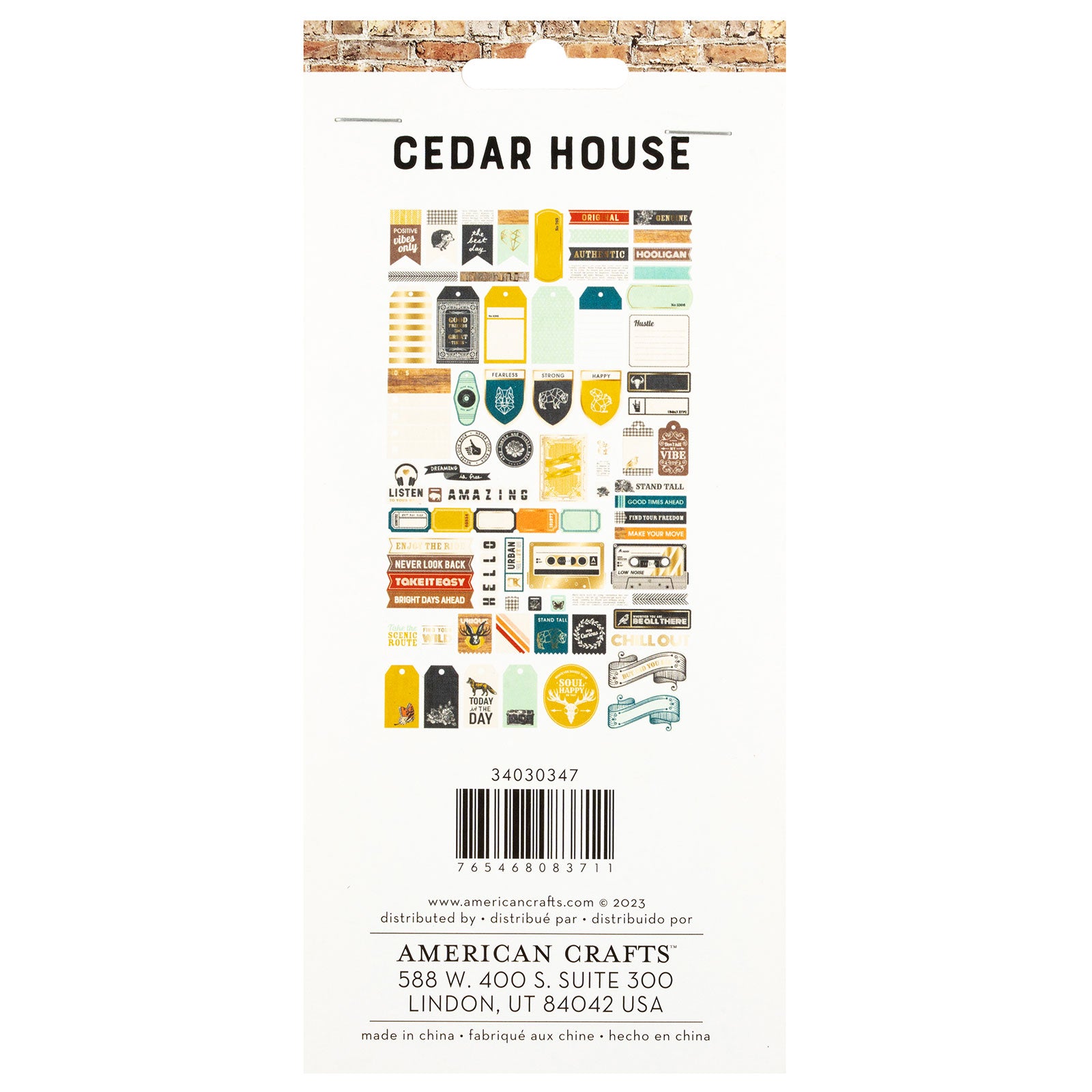 American Crafts Cedar House Ephemera Journaling Die Cut Shapes - 70 Piece