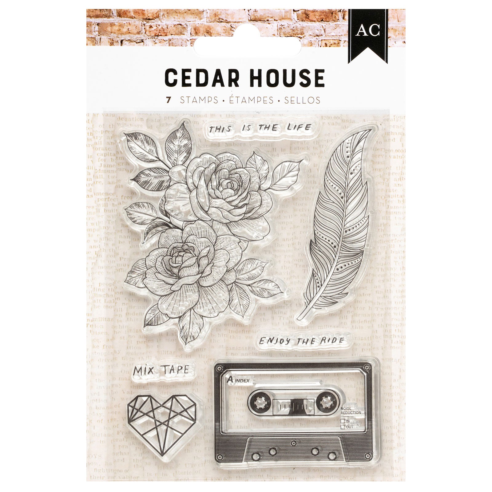 American Crafts Cedar House Acrylic Stamps - 7 Piece