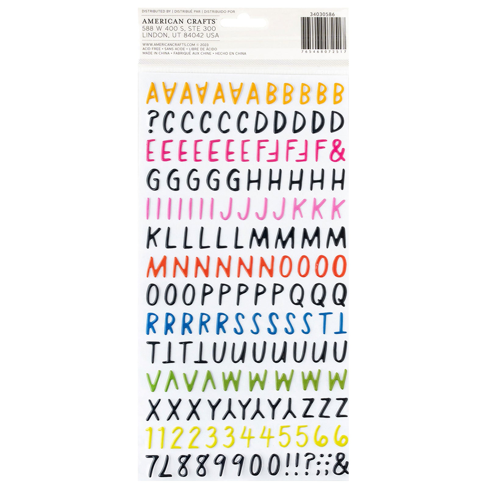 American Crafts Whatevs Thickers Alphabet Stickers - 338 Piece