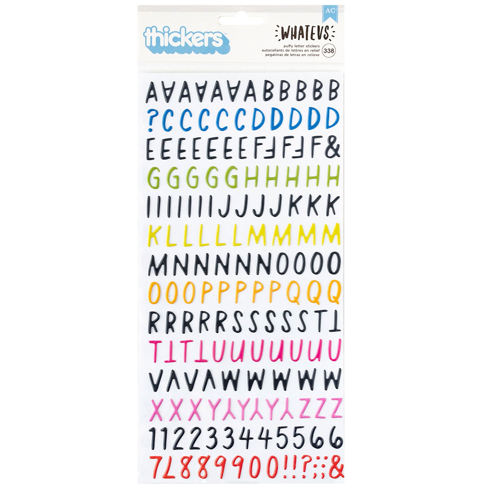 American Crafts Whatevs Thickers Alphabet Stickers - 338 Piece