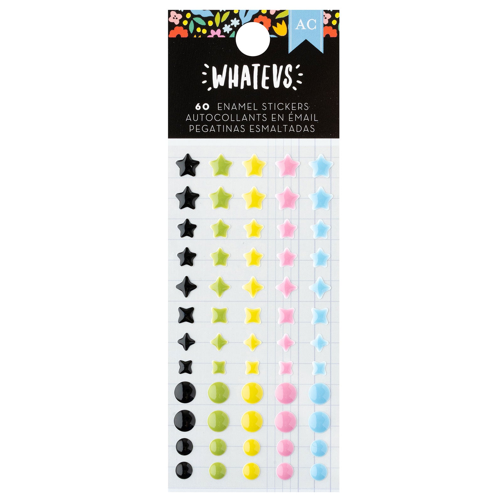 American Crafts Whatevs Enamel Dot Stickers - 60 Piece