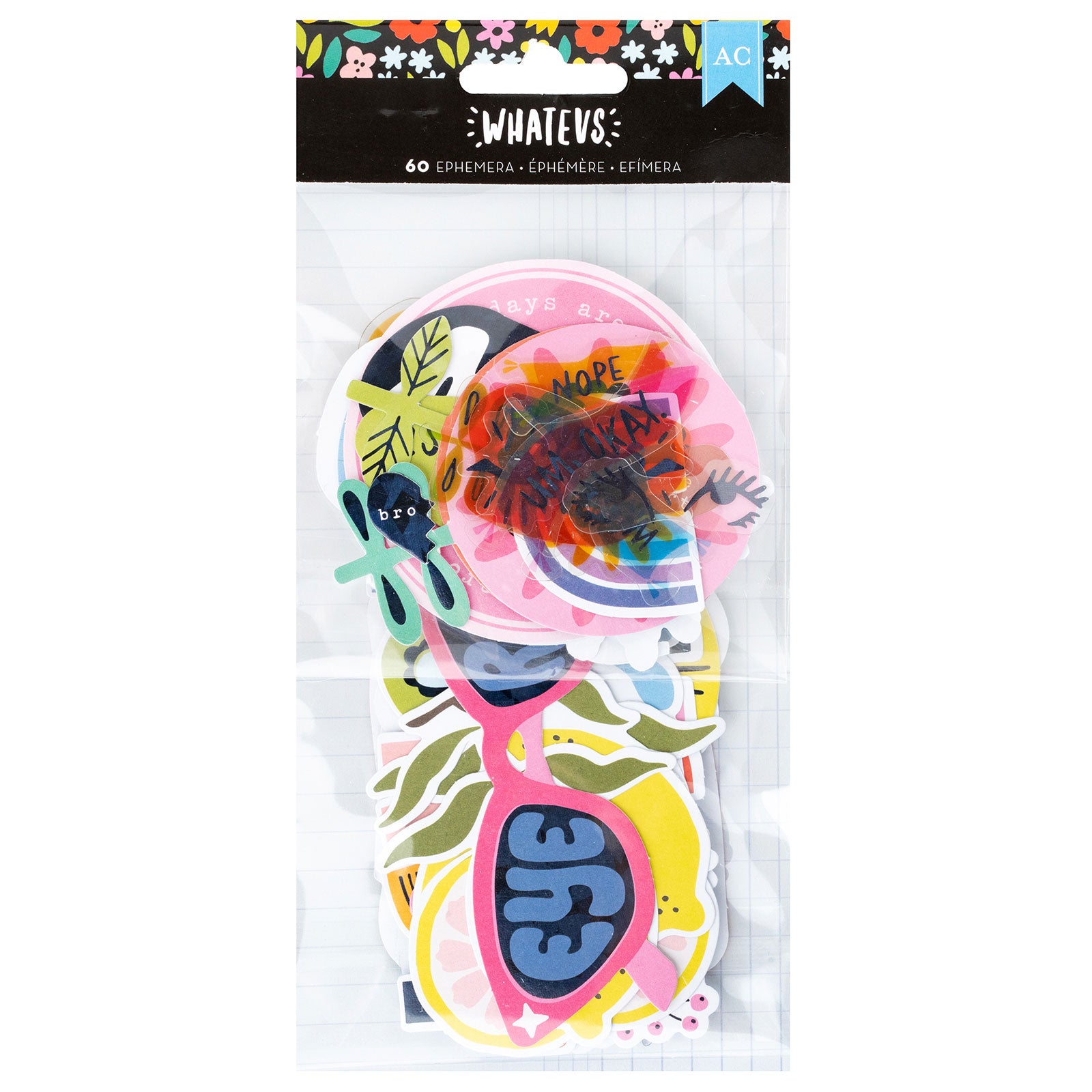 American Crafts Whatevs Ephemera Icon Die Cut Shapes - 60 Piece