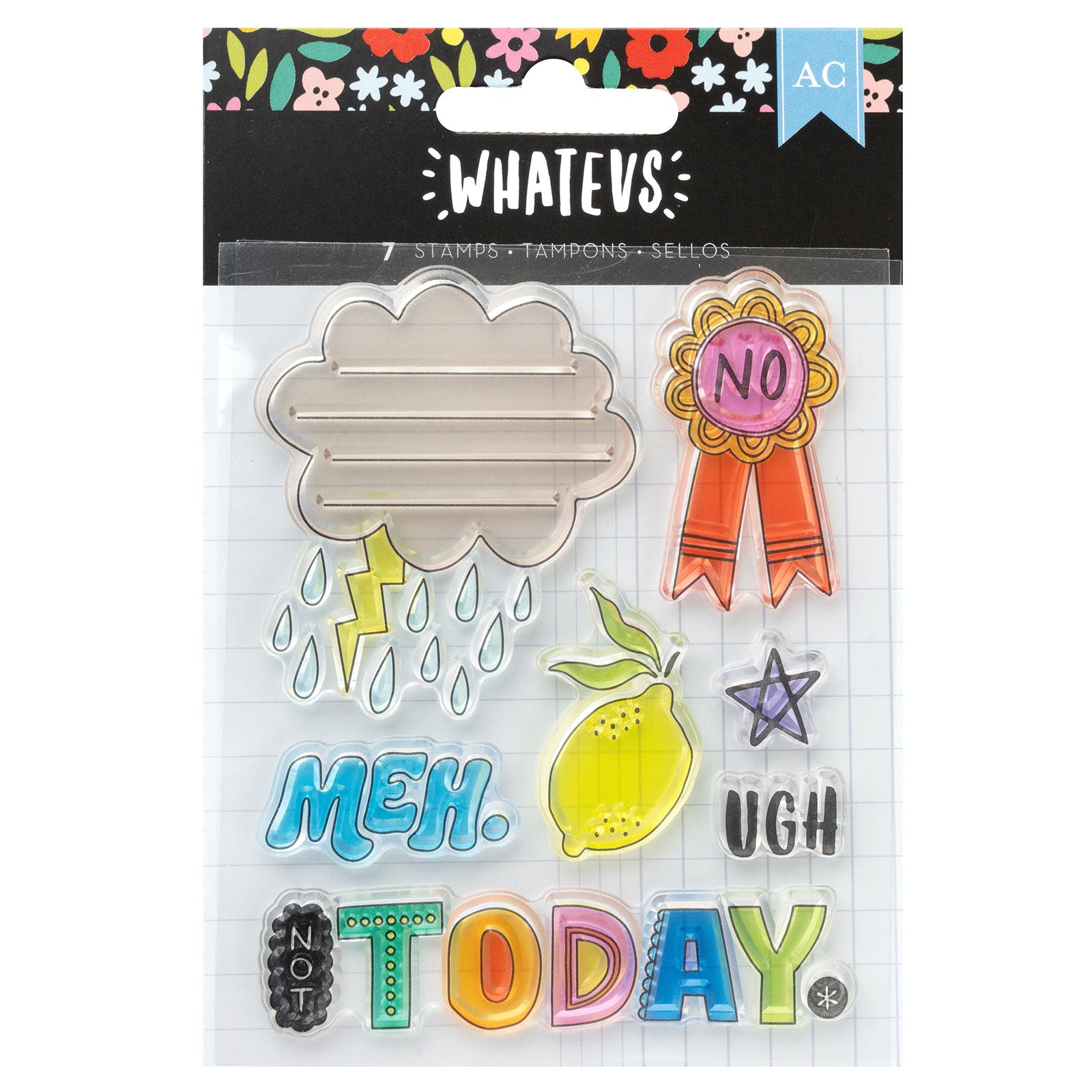 American Crafts Whatevs Acrylic Stamps - 7 Piece