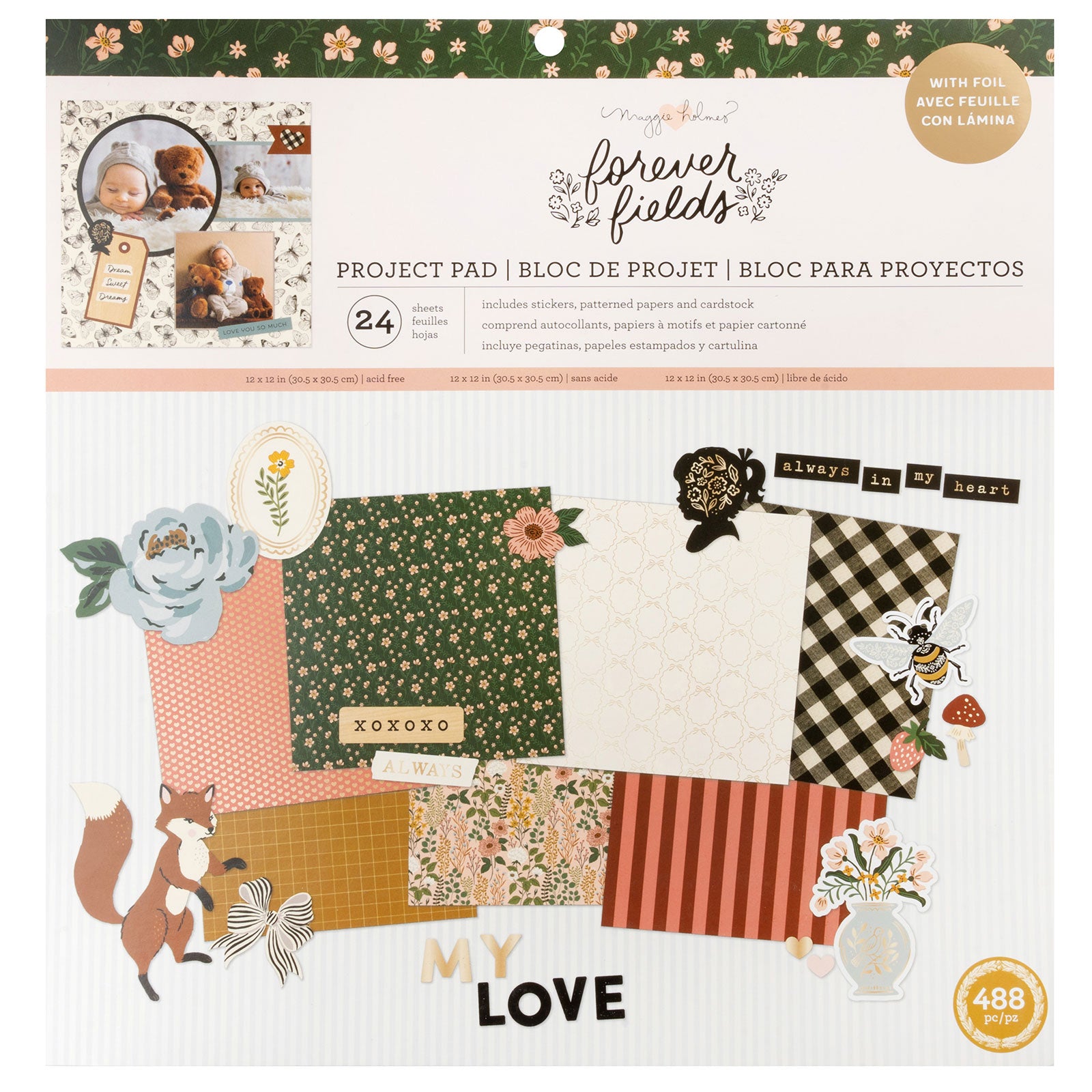American Crafts Maggie Holmes Forever Fields 12x12" Project Paper Pad