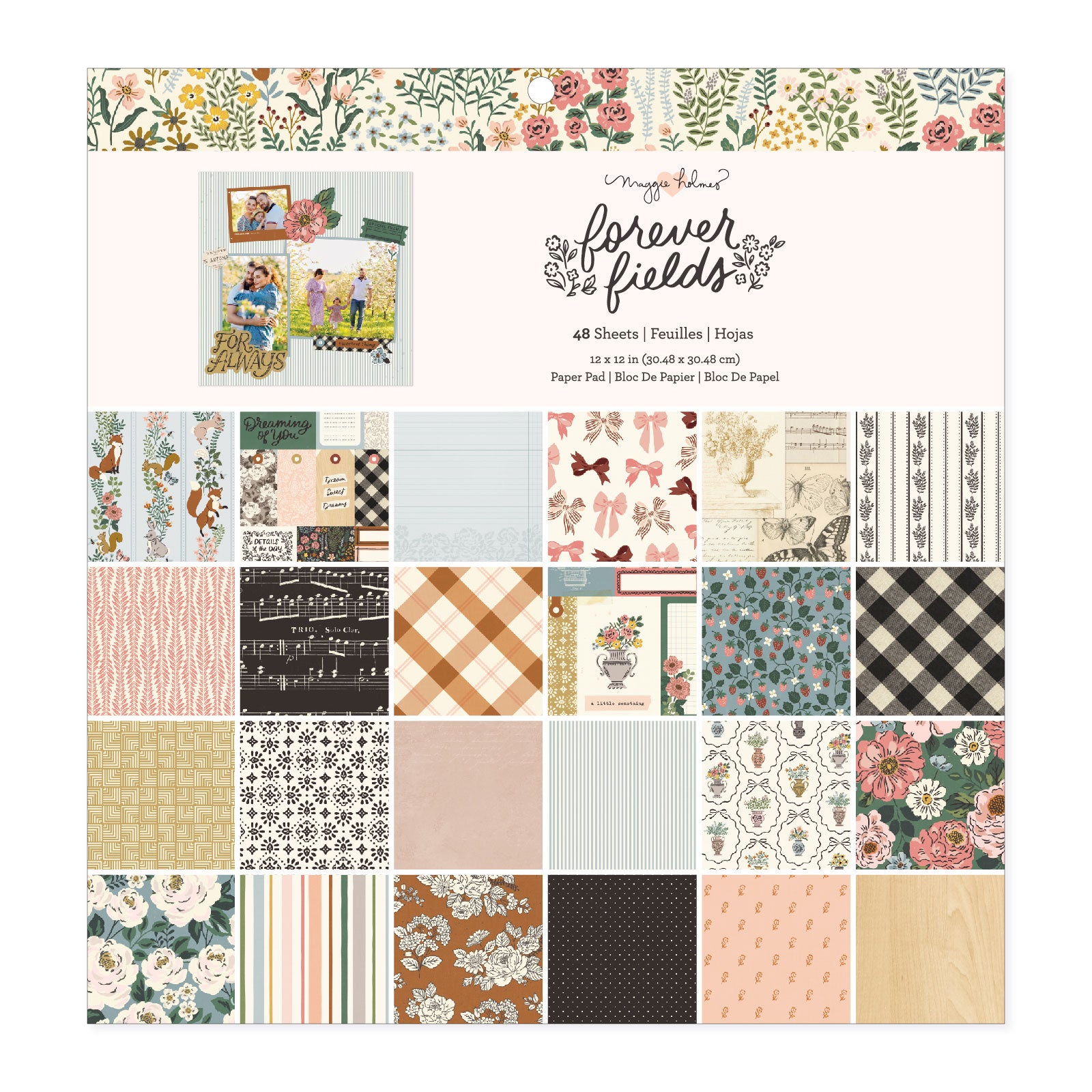 Maggie Holmes Forever Fields Single- Sided Paper Pad 12x12"-48 Sheets