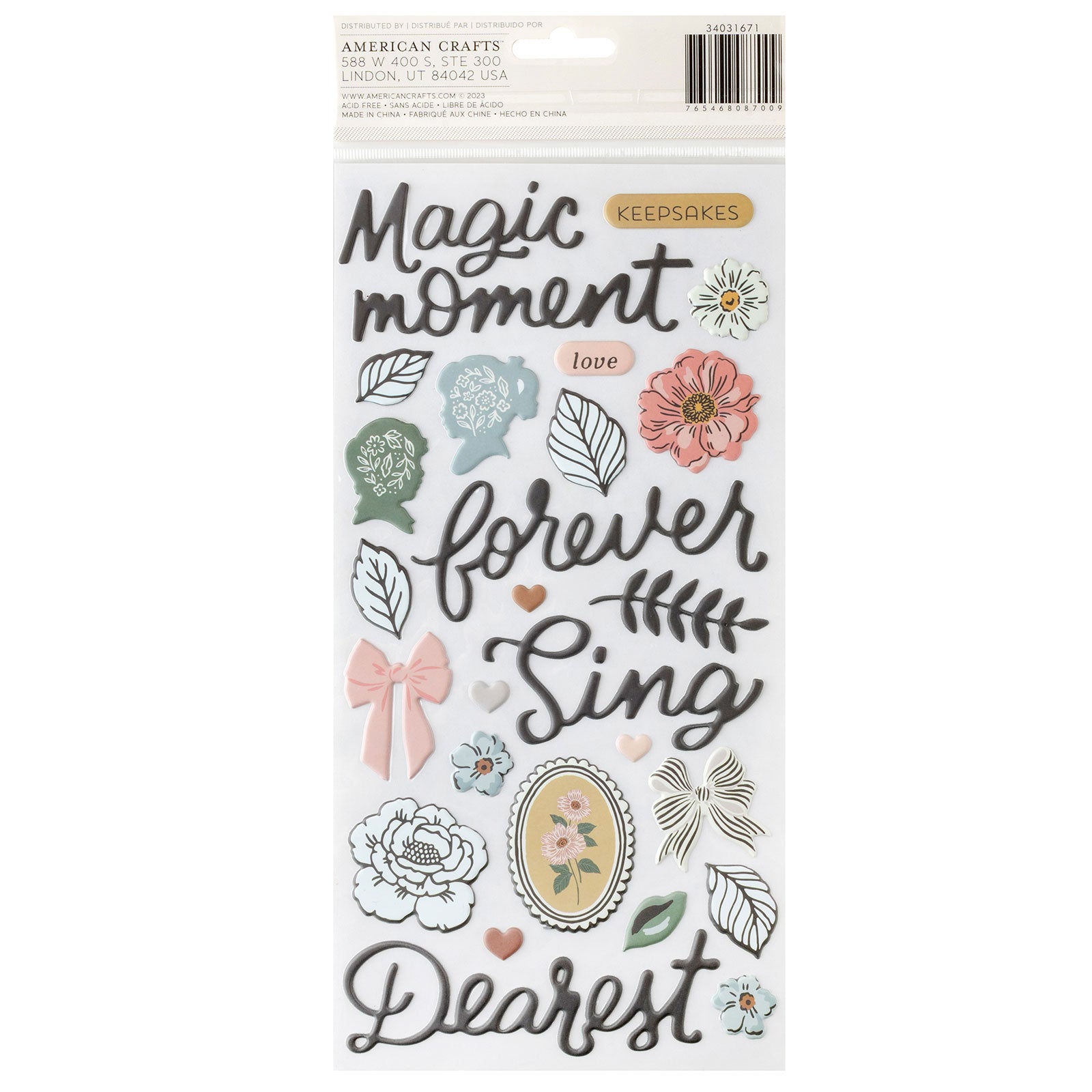 American Crafts Maggie Holmes Forever Fields Thickers Phrase Stickers - 68 Piece