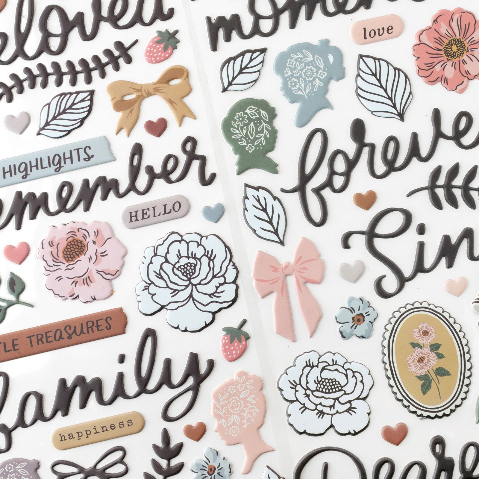 American Crafts Maggie Holmes Forever Fields Thickers Phrase Stickers - 68 Piece