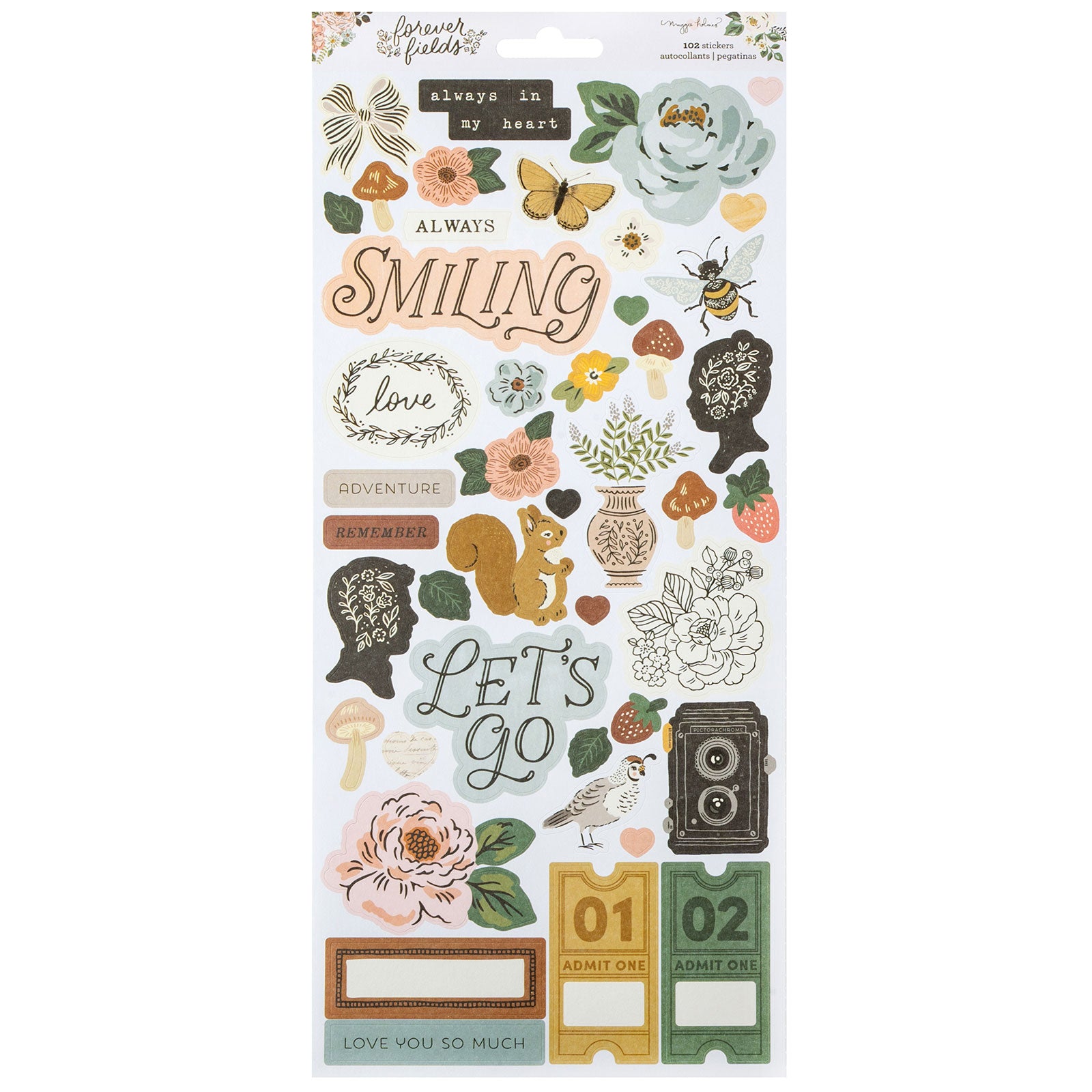 American Crafts Maggie Holmes Forever Fields Icon Stickers - 102 Piece
