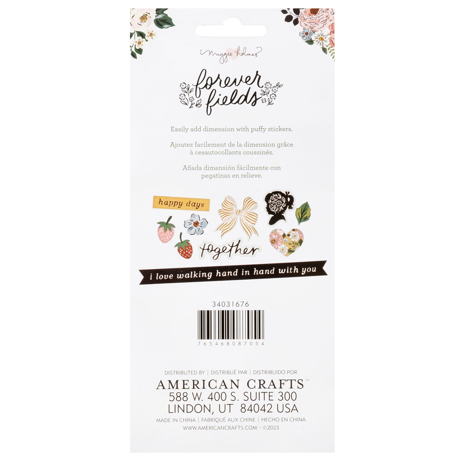 American Crafts Maggie Holmes Forever Fields Puffy Stickers - 54 Piece