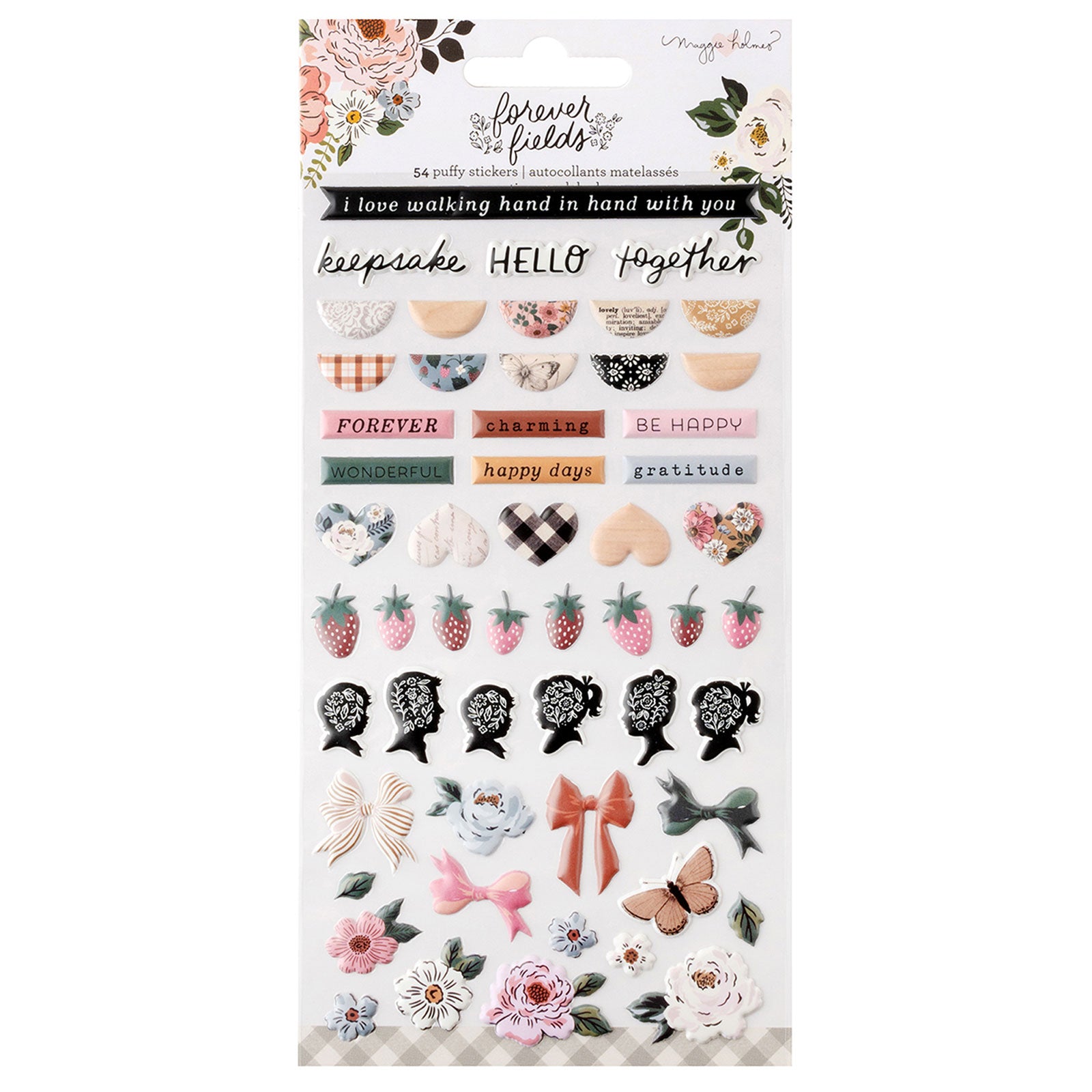 American Crafts Maggie Holmes Forever Fields Puffy Stickers - 54 Piece