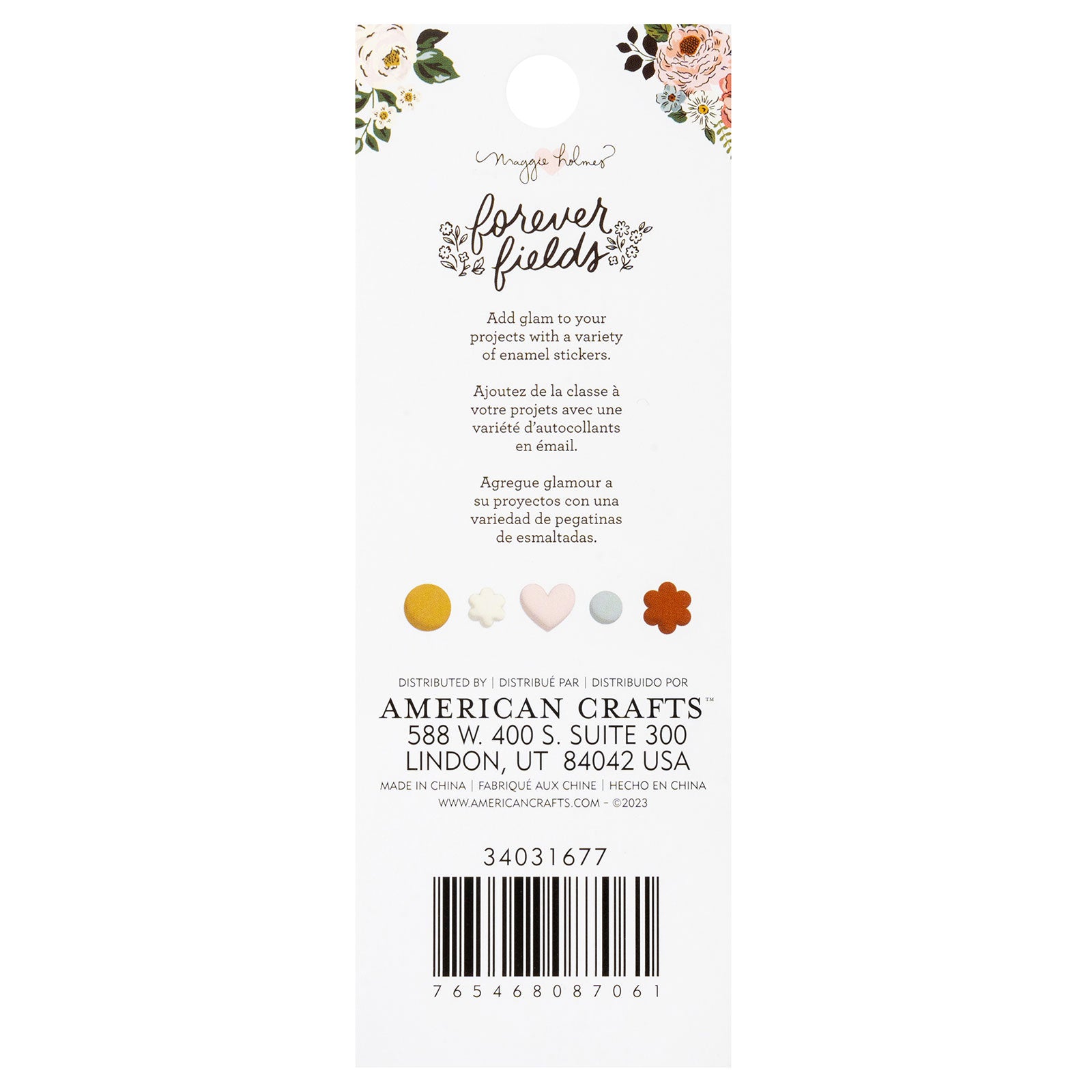 American Crafts Maggie Holmes Forever Fields Enamel Dot Stickers - 60 Piece