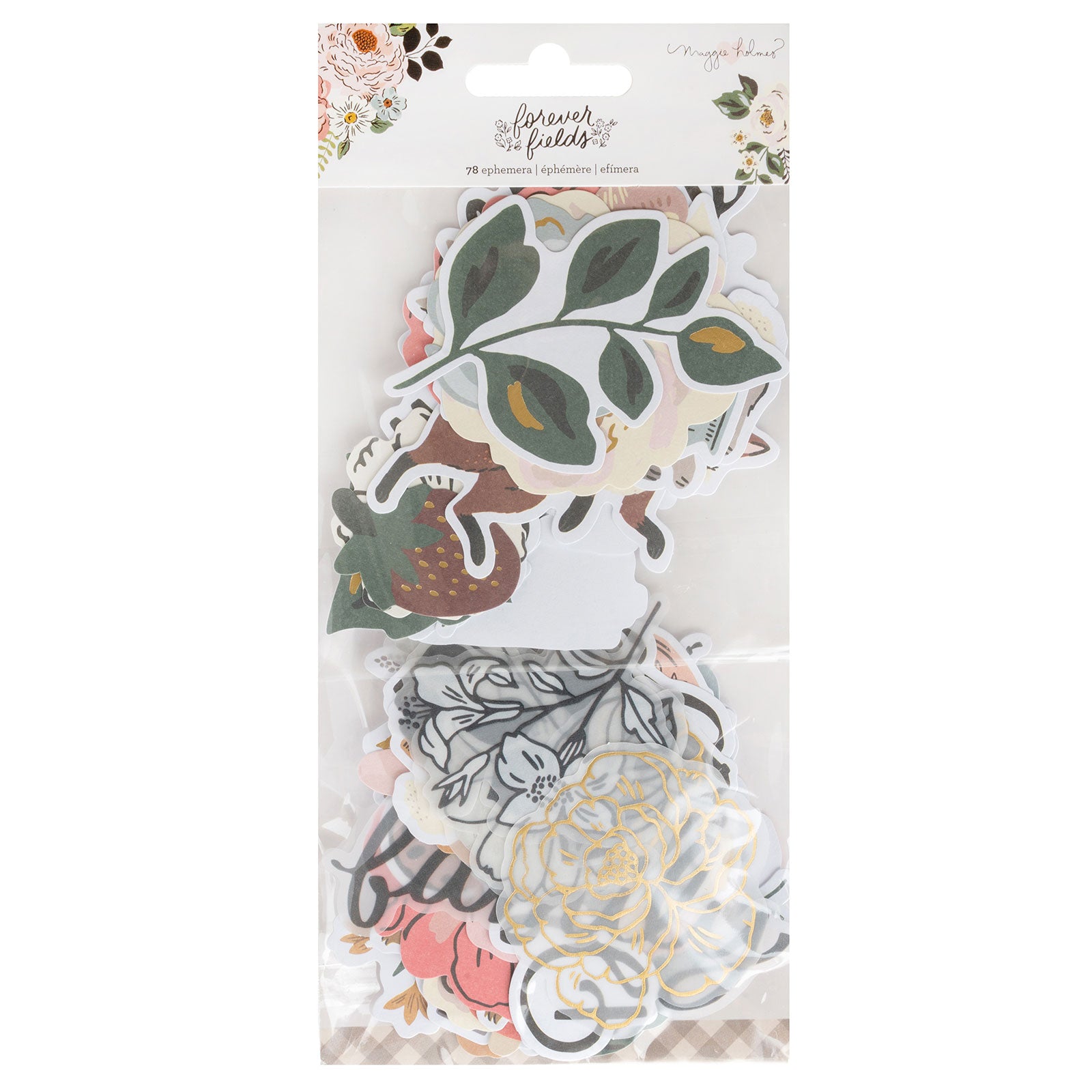 American Crafts Maggie Holmes Forever Fields Ephemera Icon Die Cut Shapes - 78 Piece